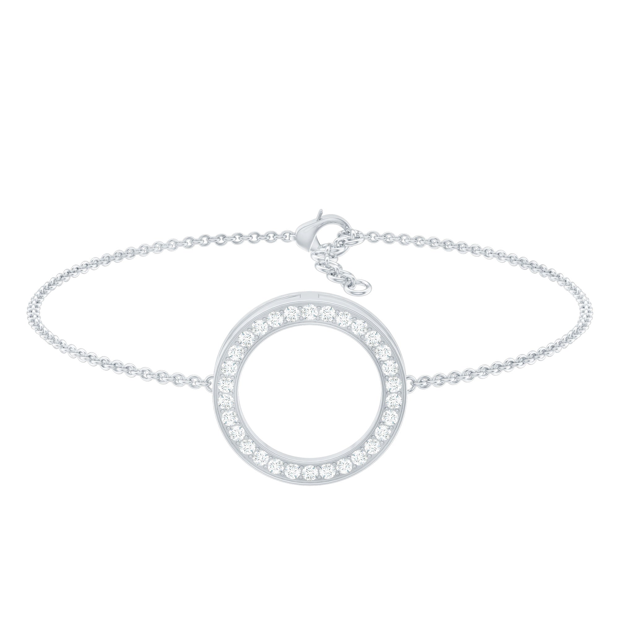 Cubic Zirconia Open Circle Chain Bracelet AAAA - Rosec Jewels