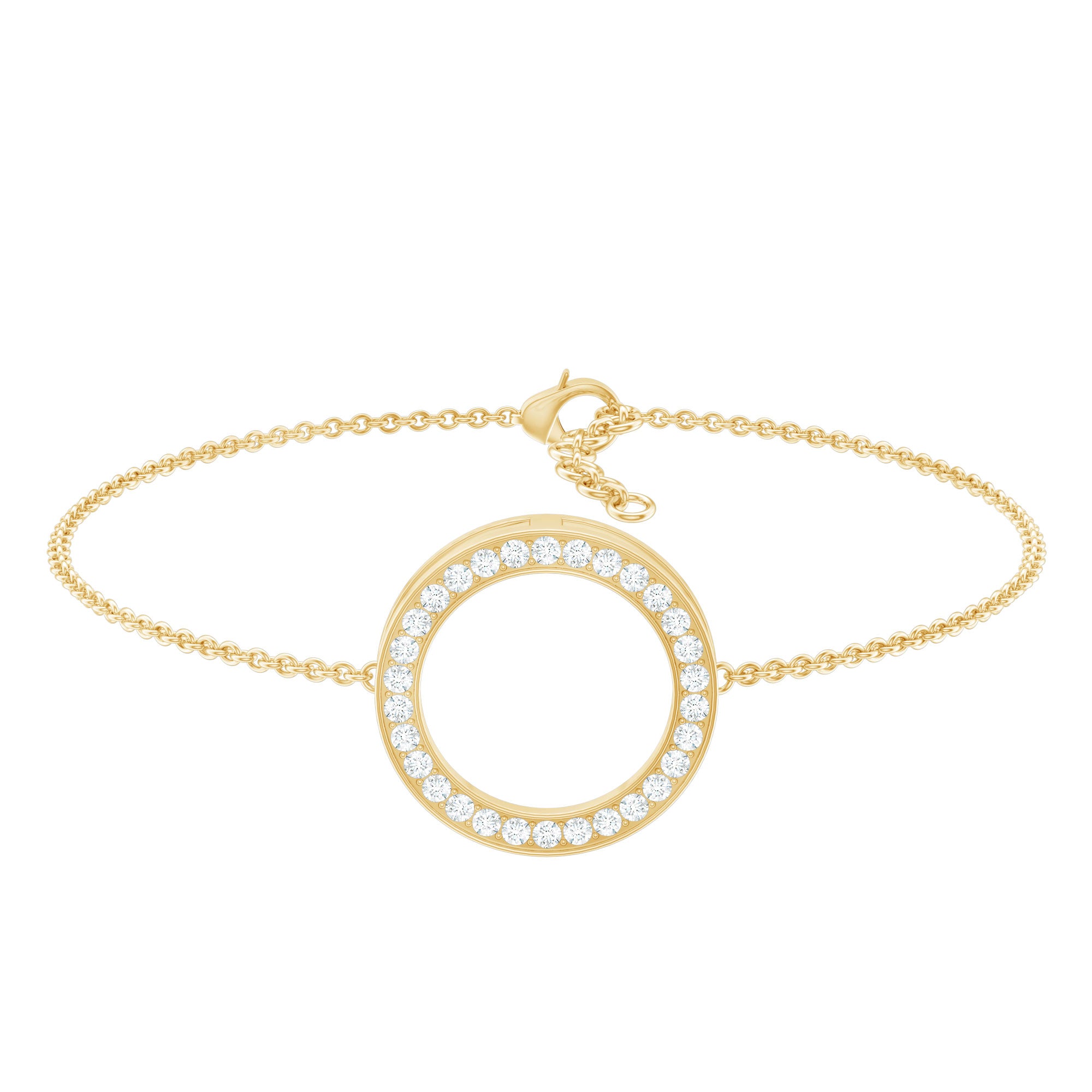 Cubic Zirconia Open Circle Chain Bracelet AAAA - Rosec Jewels