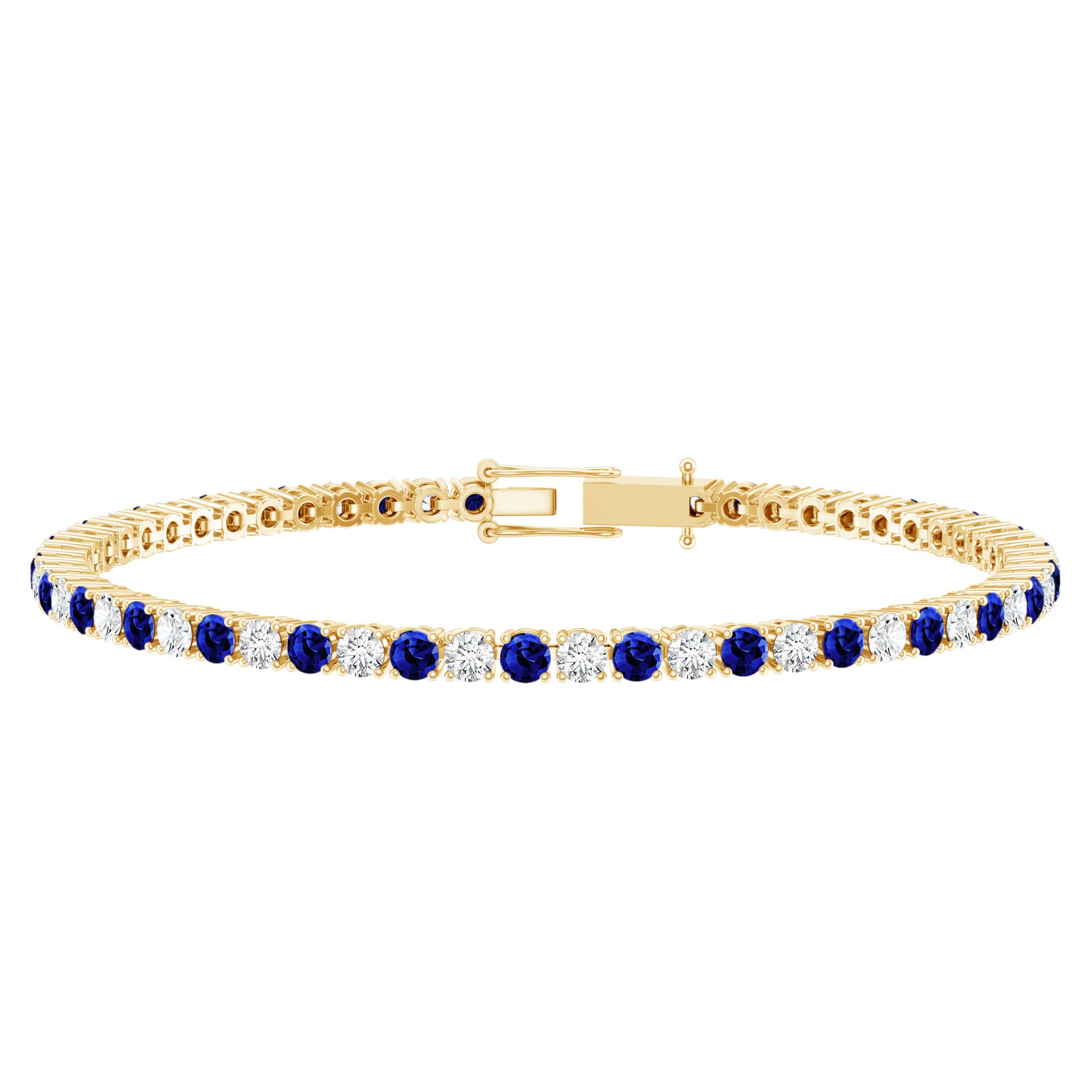 Certified Lab Grown Diamond and Sapphire Wedding Tennis Bracelet AAAA - Rosec Jewels