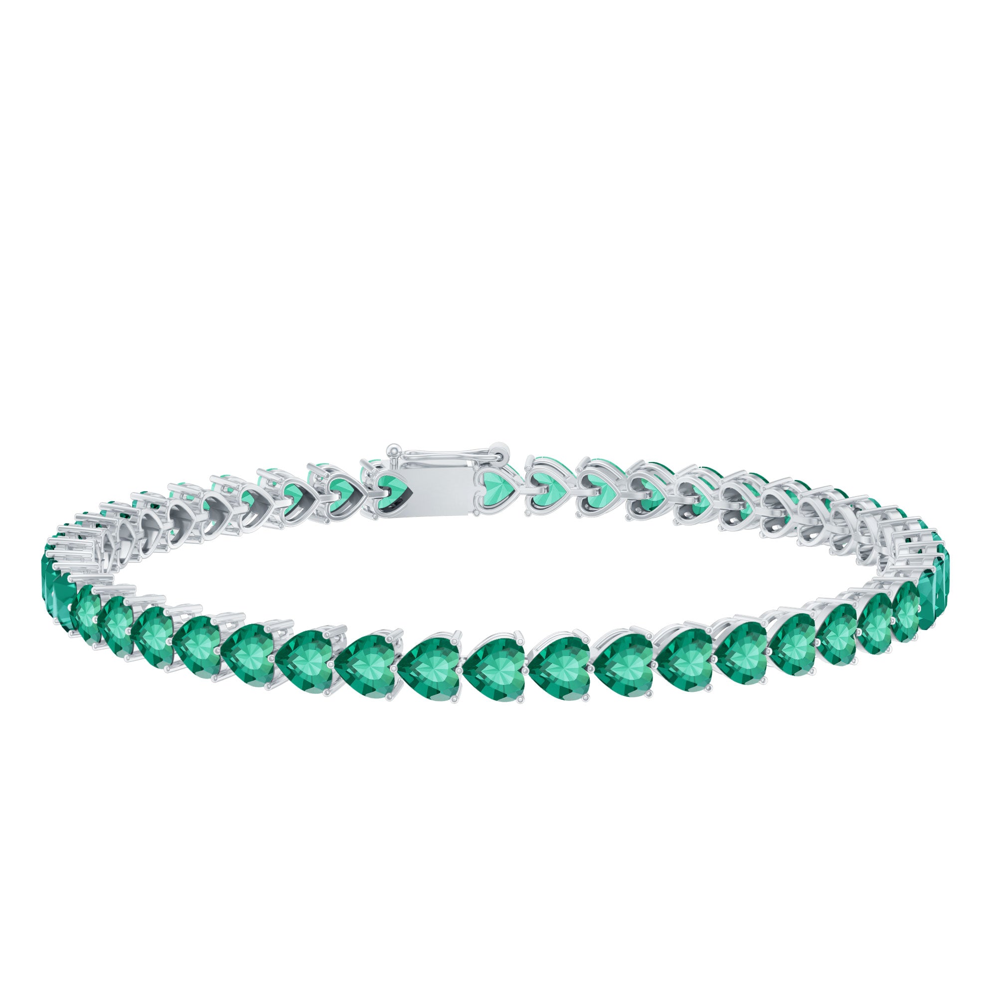 Lab Grown Emerald Heart Tennis Bracelet AAAA - Rosec Jewels