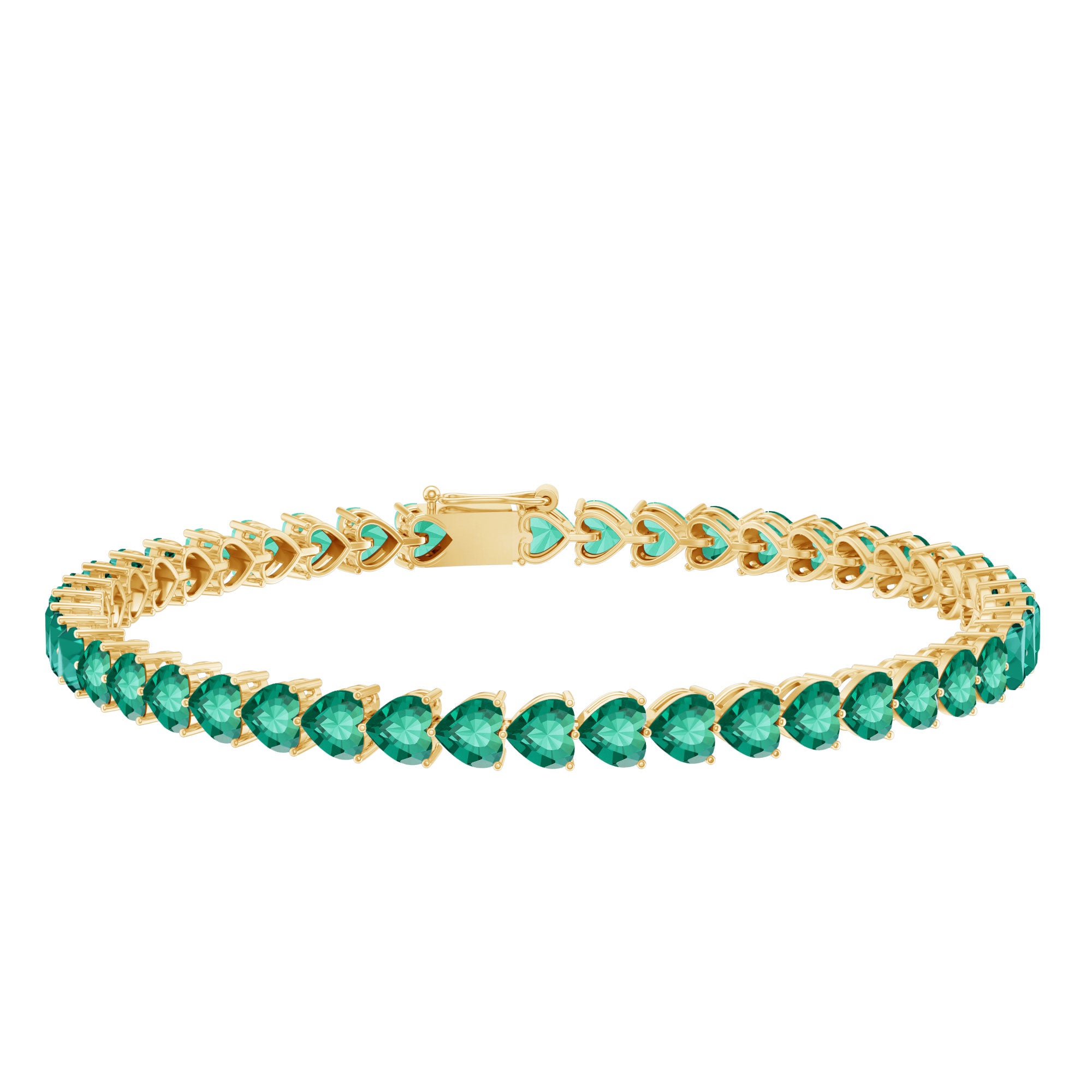 Lab Grown Emerald Heart Tennis Bracelet AAAA - Rosec Jewels