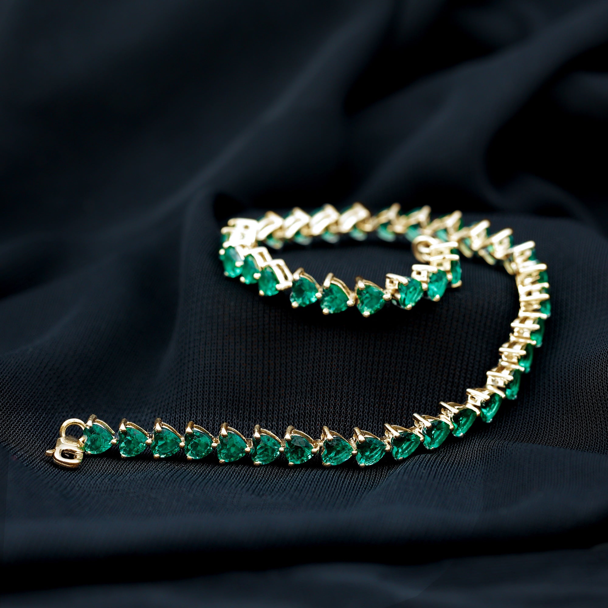 Lab Grown Emerald Heart Tennis Bracelet AAAA - Rosec Jewels