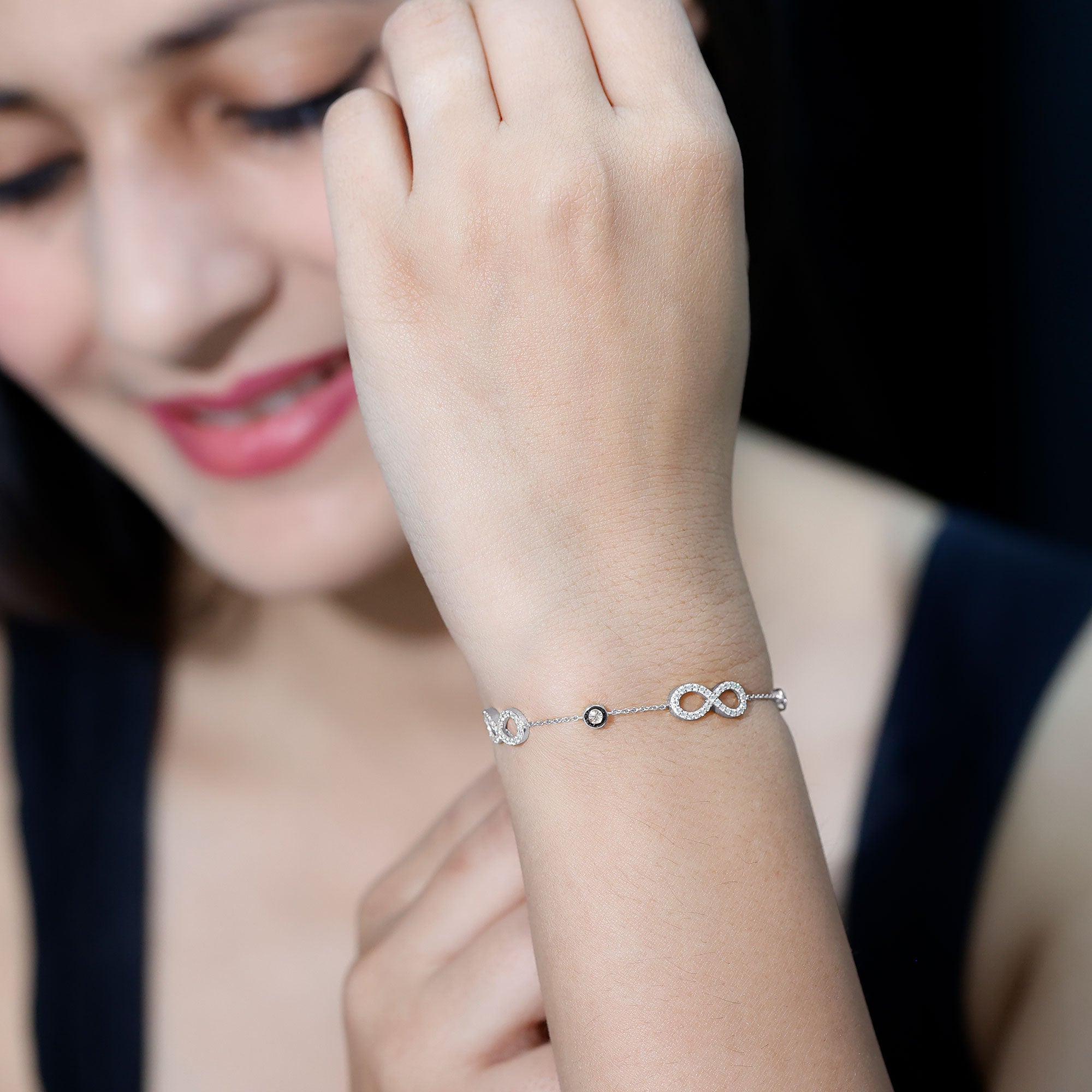 Lab Grown Diamond Infinity Bracelet for Women Lab - ( EF-VS ) - Rosec Jewels