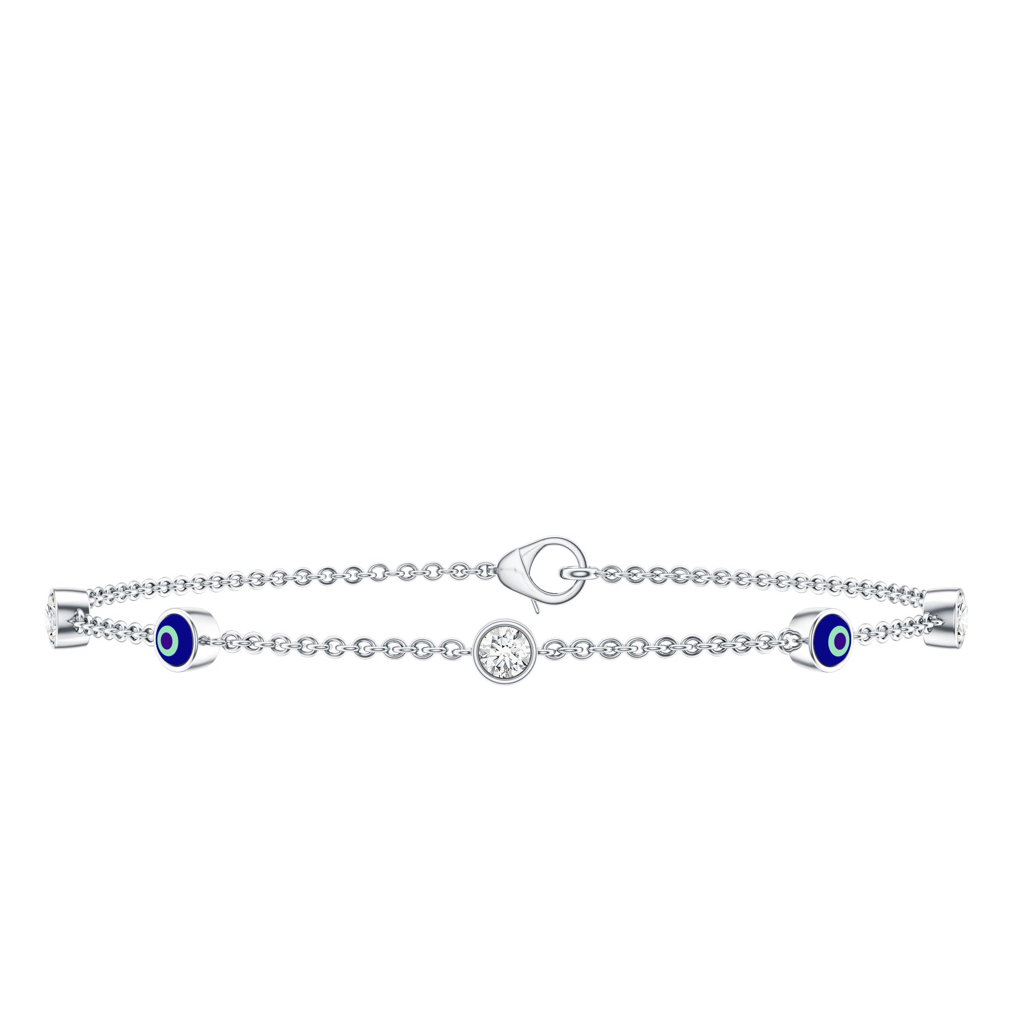 Lab Grown Bezel Set Diamond Evil Eye Bracelet Lab - ( EF-VS ) - Rosec Jewels