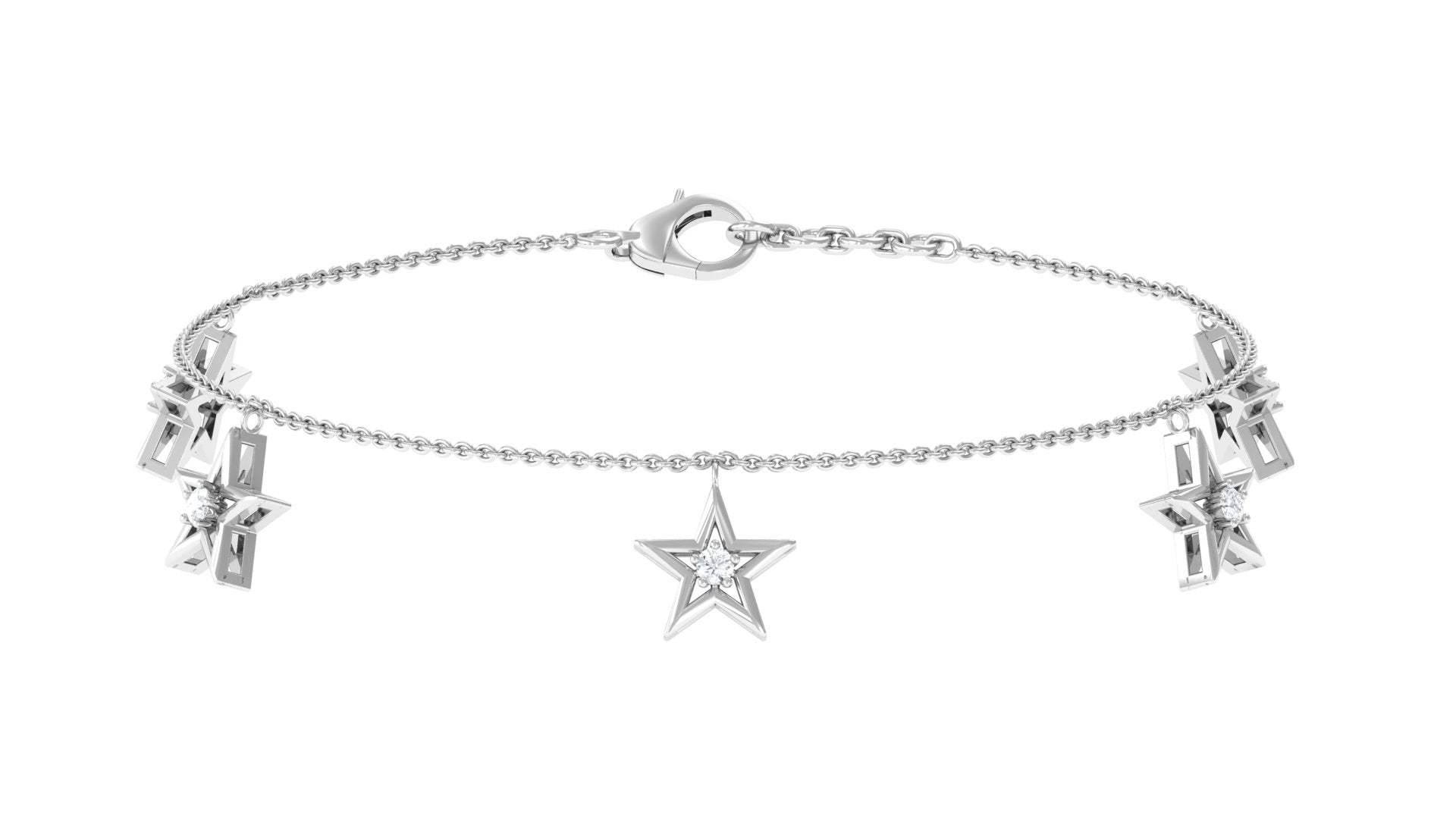 Rosec Jewels-Diamond Star Chain Charm Bracelet