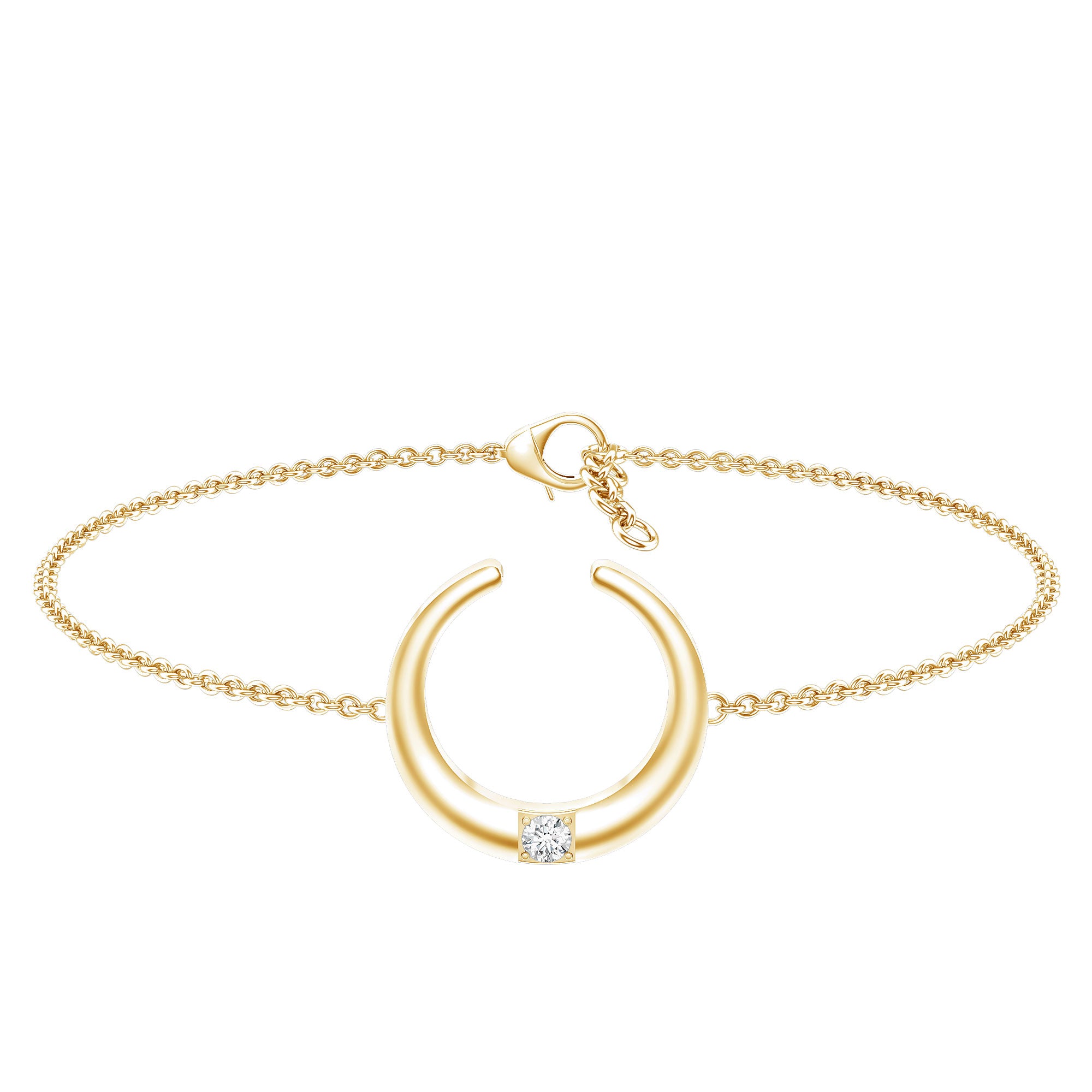 Certified Diamond Moon Chain Bracelet Lab - ( EF-VS ) - Rosec Jewels