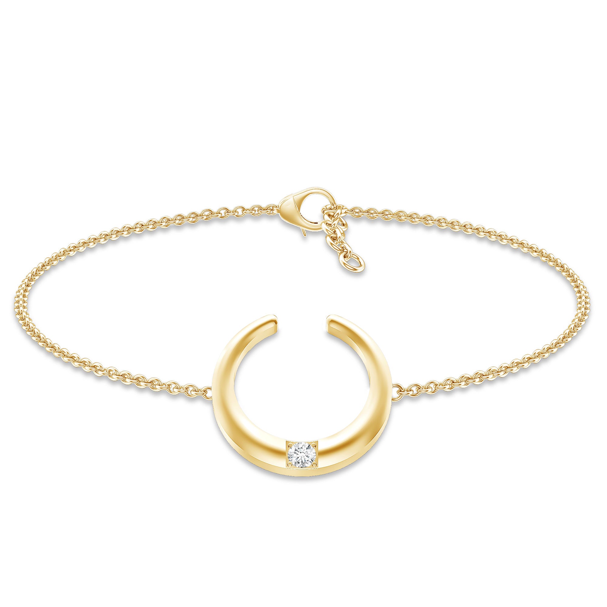 Certified Diamond Moon Chain Bracelet Lab - ( EF-VS ) - Rosec Jewels