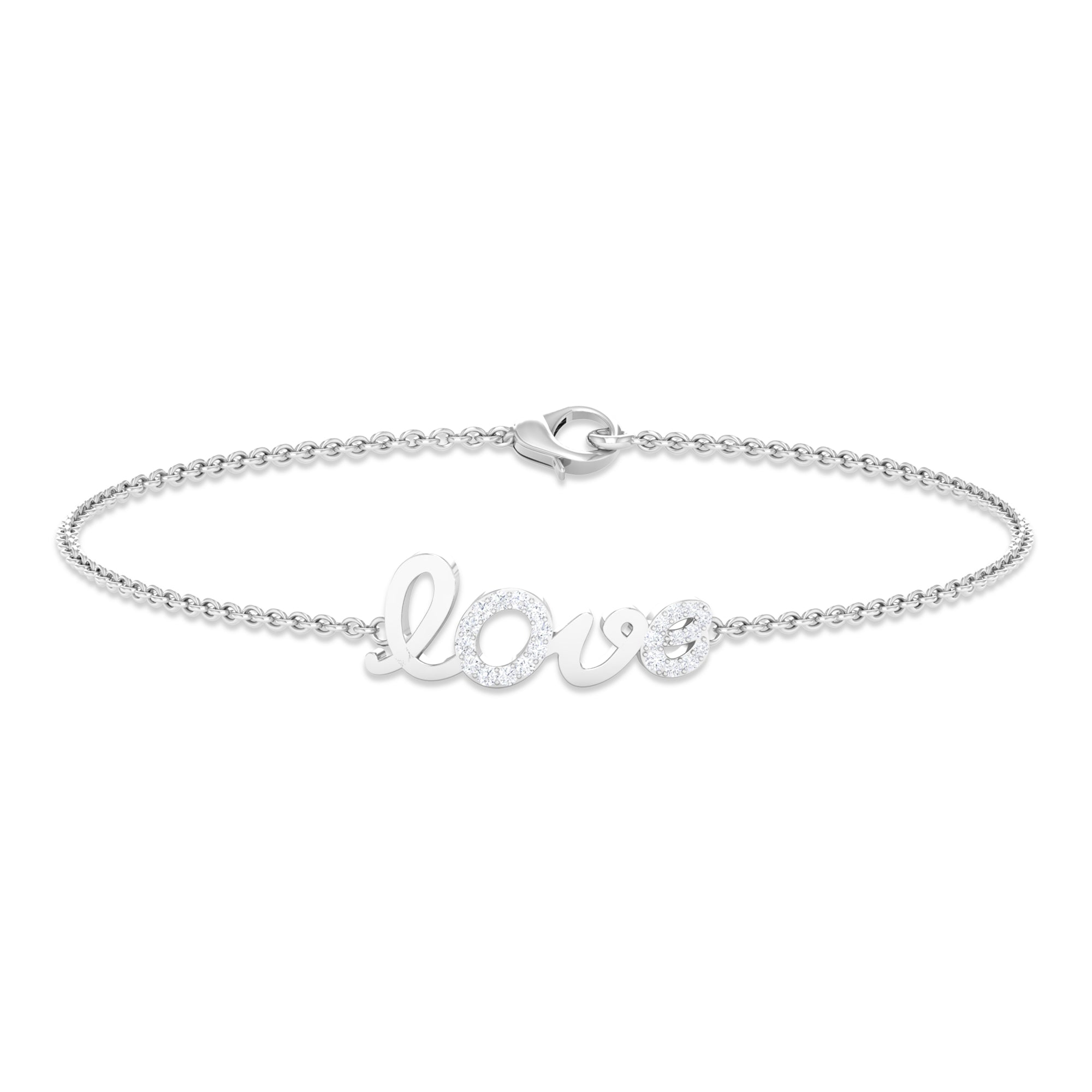 Rosec Jewels-Surface Prong Set Diamond Love Chain Bracelet