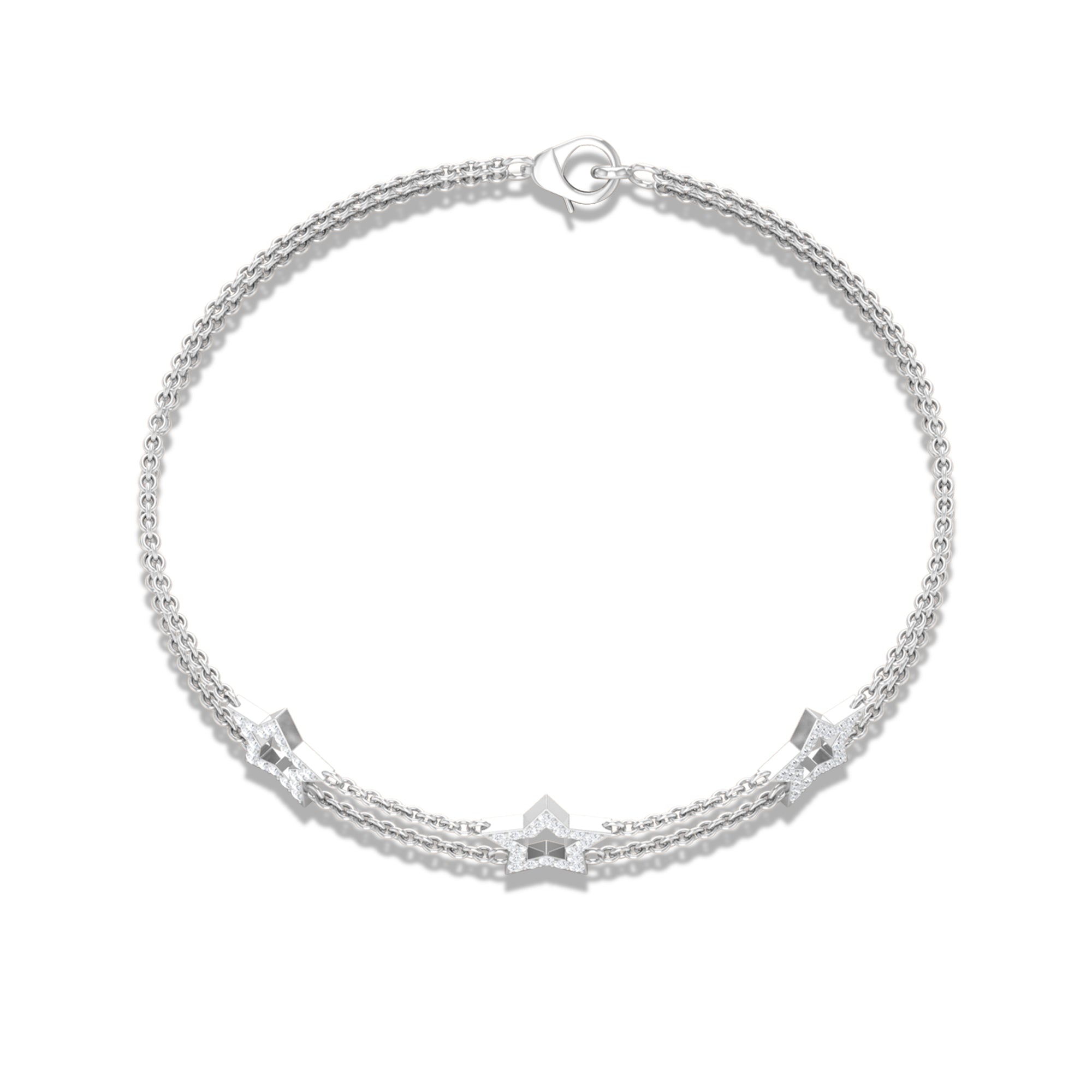 Rosec Jewels-Certified Diamond Star Double Chain Bracelet
