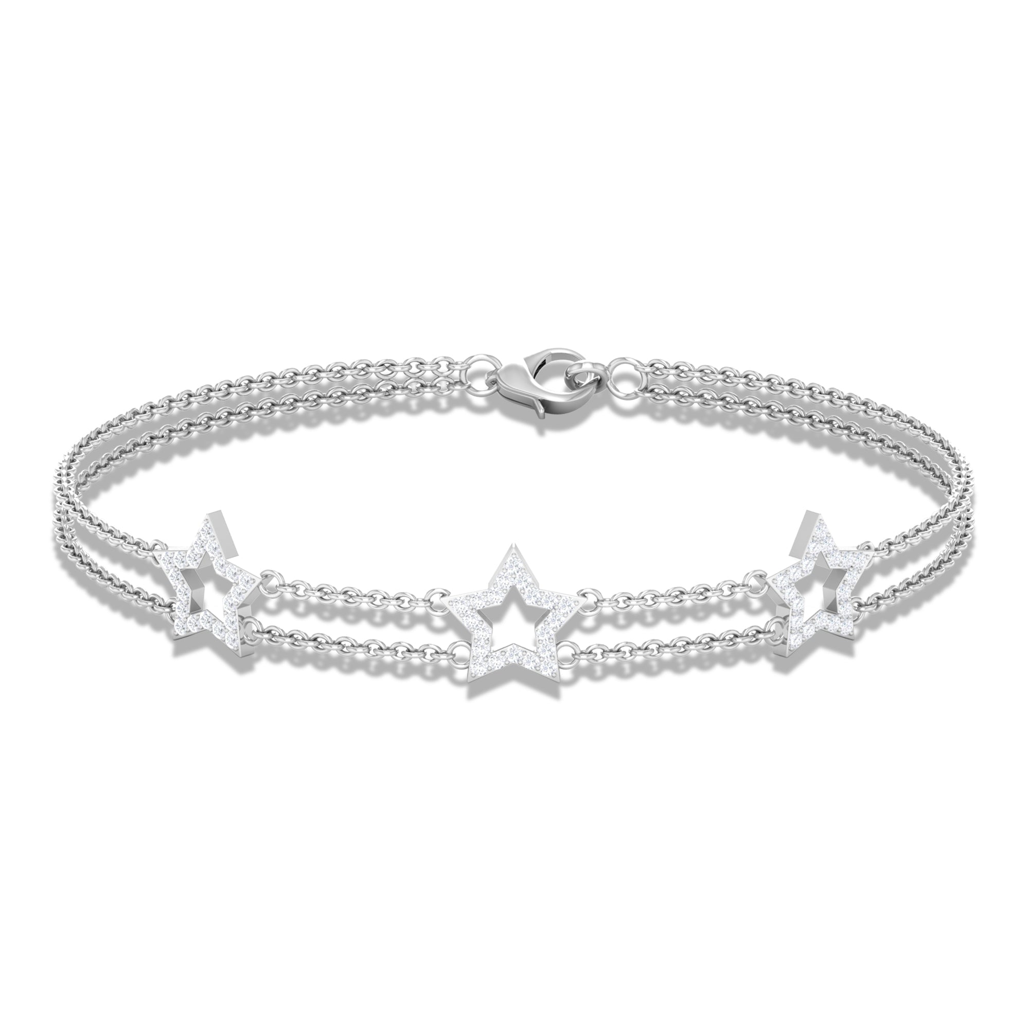 Rosec Jewels-Certified Diamond Star Double Chain Bracelet