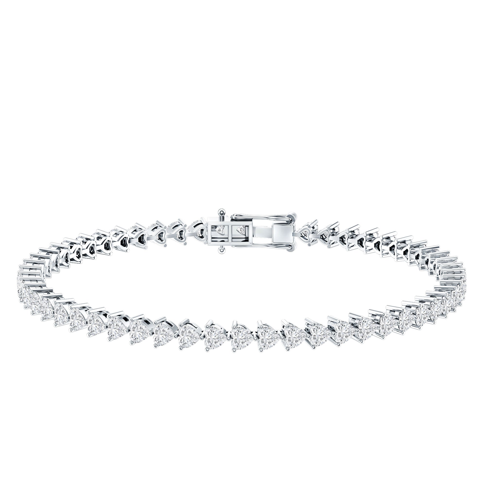 Lab Grown Diamond Heart Tennis Bracelet for Wedding Lab - ( EF-VS ) - Rosec Jewels