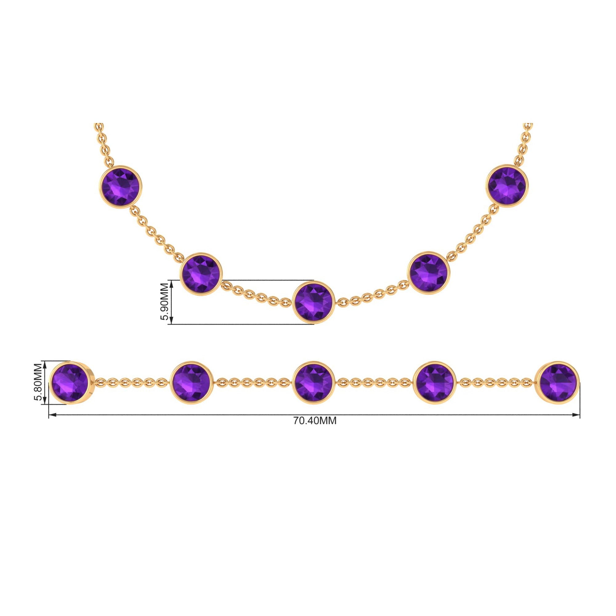 Bezel Set 4 Carat Amethyst Station Chain Bracelet for Women AAA - Rosec Jewels
