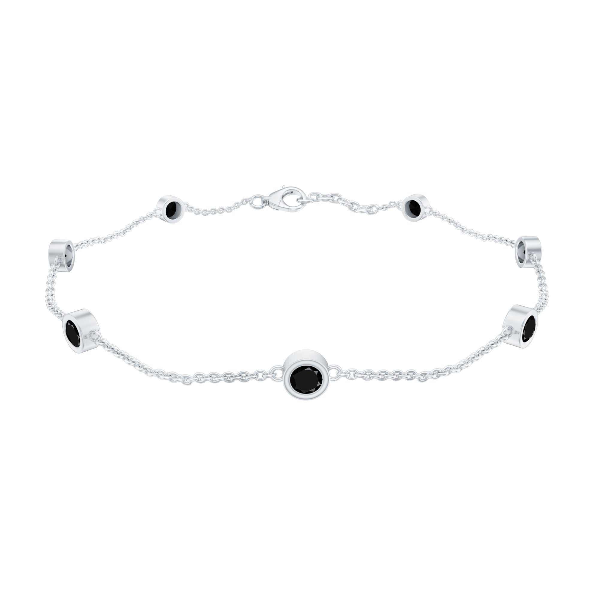 Seven Stone Black Spinel Station Chain Bracelet