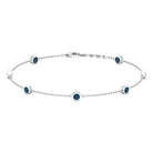 1.25 CT Bezel Set London Blue Topaz Seven Stone Station Chain Bracelet London Blue Topaz - ( AAA ) - Quality - Rosec Jewels