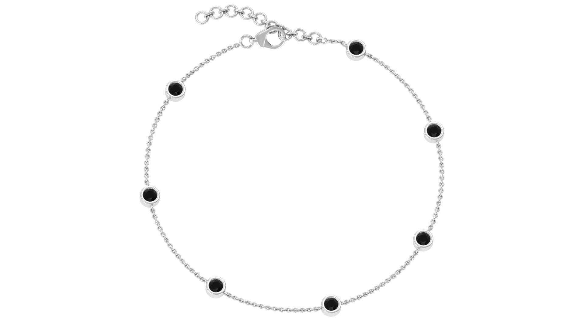 1 CT Bezel Set Black Diamond Seven Stone Station Chain Bracelet