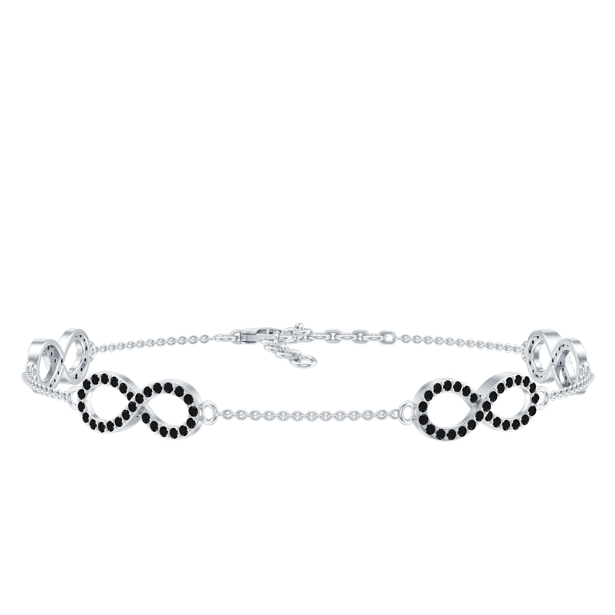 Certified Lab Grown Black Diamond Infinity Chain Bracelet