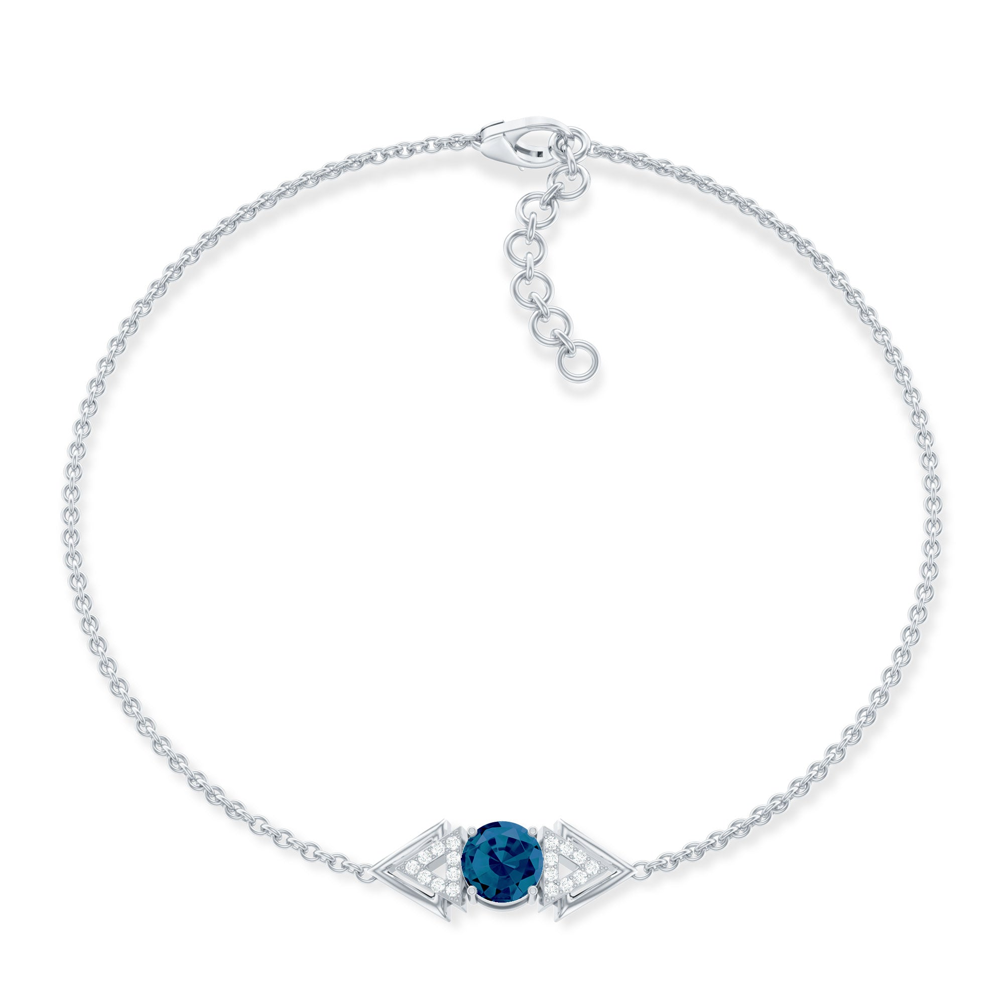 Real London Blue Topaz and Diamond Chain Bracelet AAA - Rosec Jewels