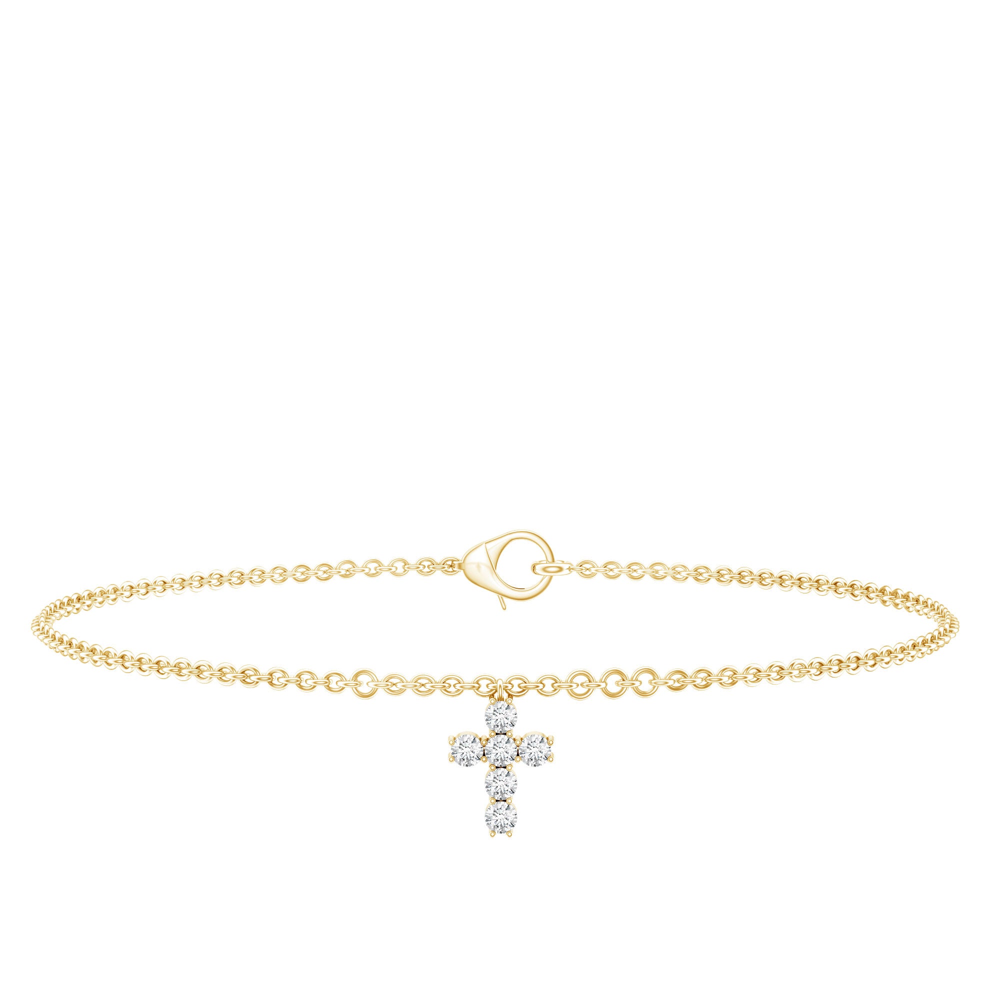Certified Moissanite Cross Charm Chain Bracelet for Women D-VS1 - Rosec Jewels
