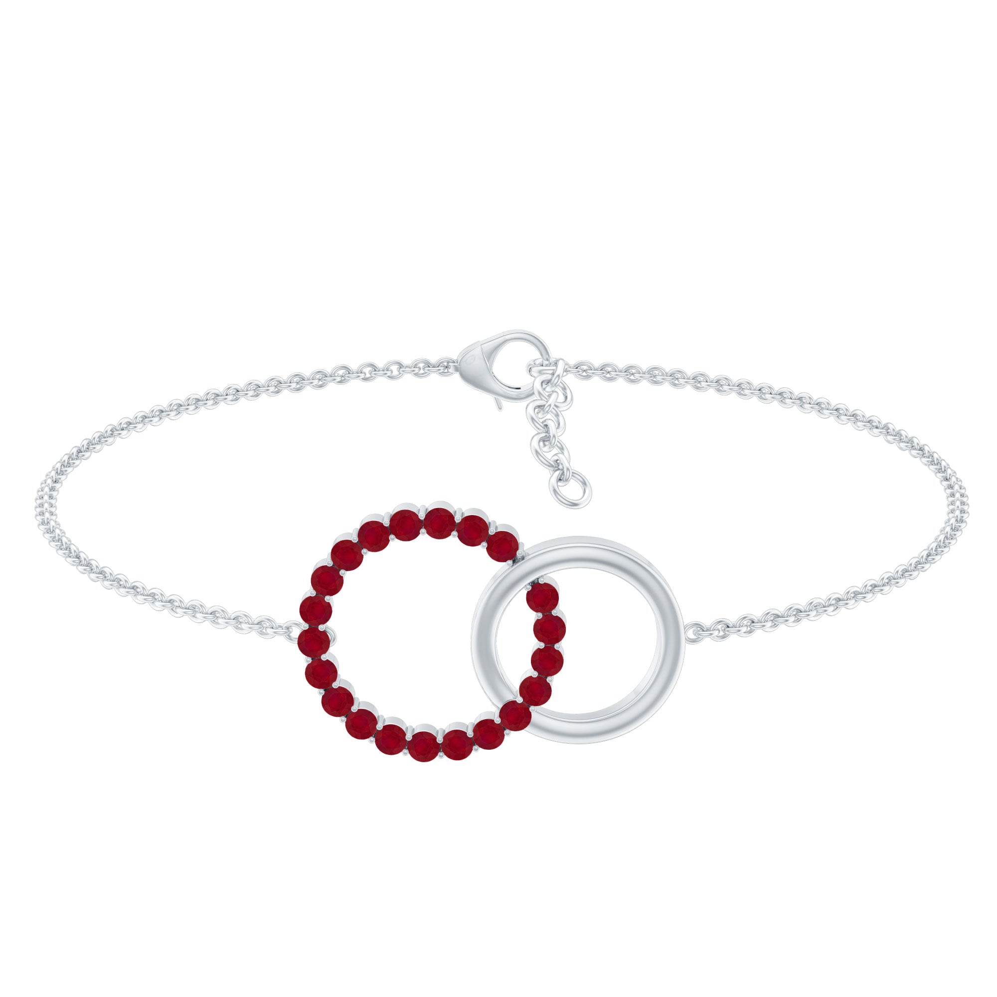 Natural Ruby Interlock Eternity Bracelet with Certificate AAA - Rosec Jewels