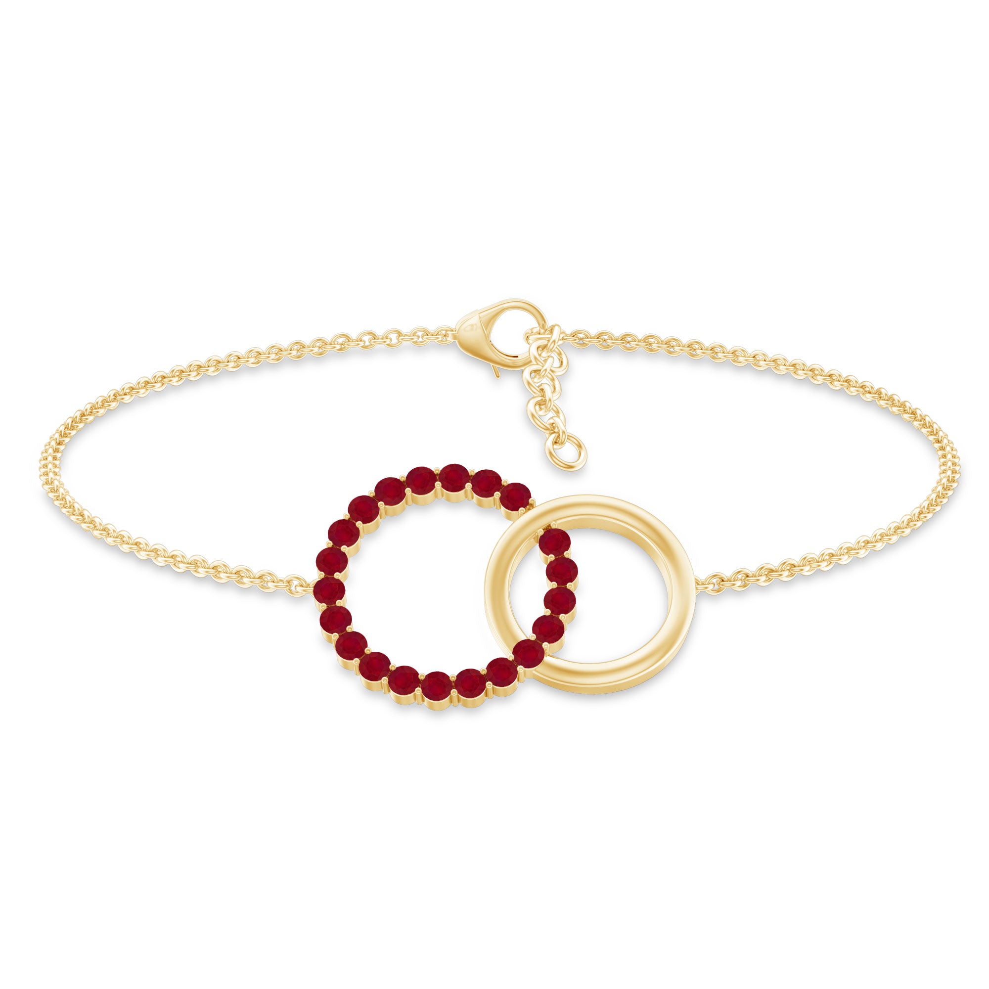 Natural Ruby Interlock Eternity Bracelet with Certificate AAA - Rosec Jewels
