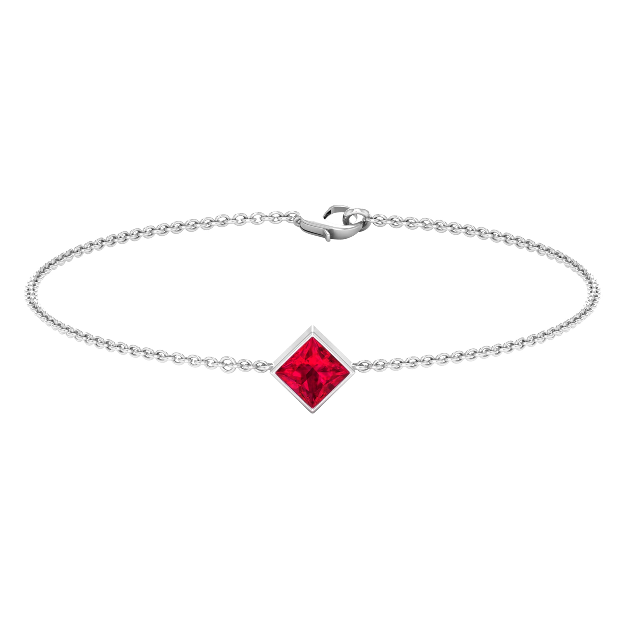 0.8 Carat Princess Cut Ruby Birthstone Bracelet AAA - Rosec Jewels