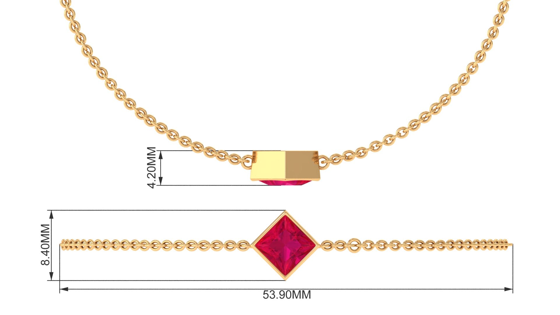 0.8 Carat Princess Cut Ruby Birthstone Bracelet AAA - Rosec Jewels
