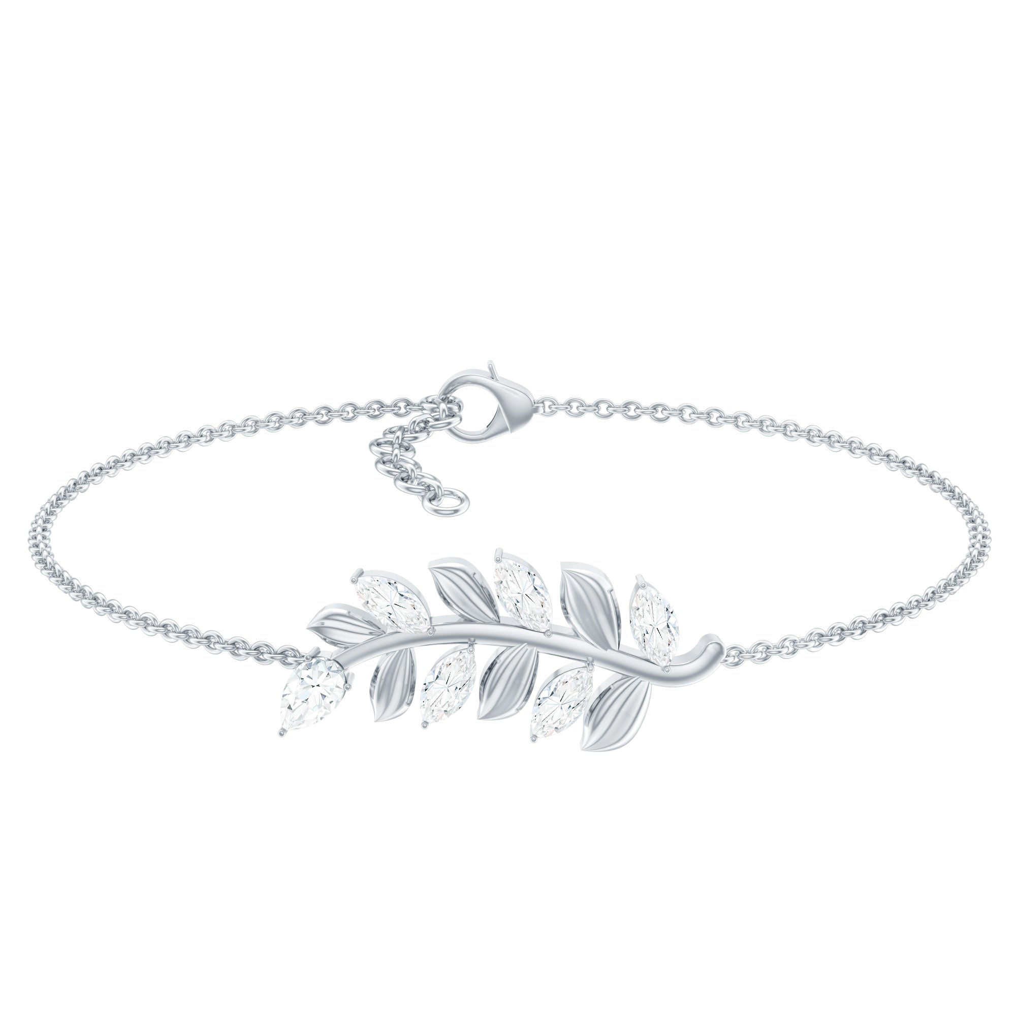 Certified Moissanite Leaf Chain Bracelet for Women