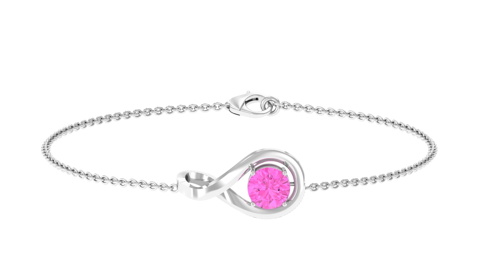 Pink Sapphire Infinity Chain Bracelet with Certificate
