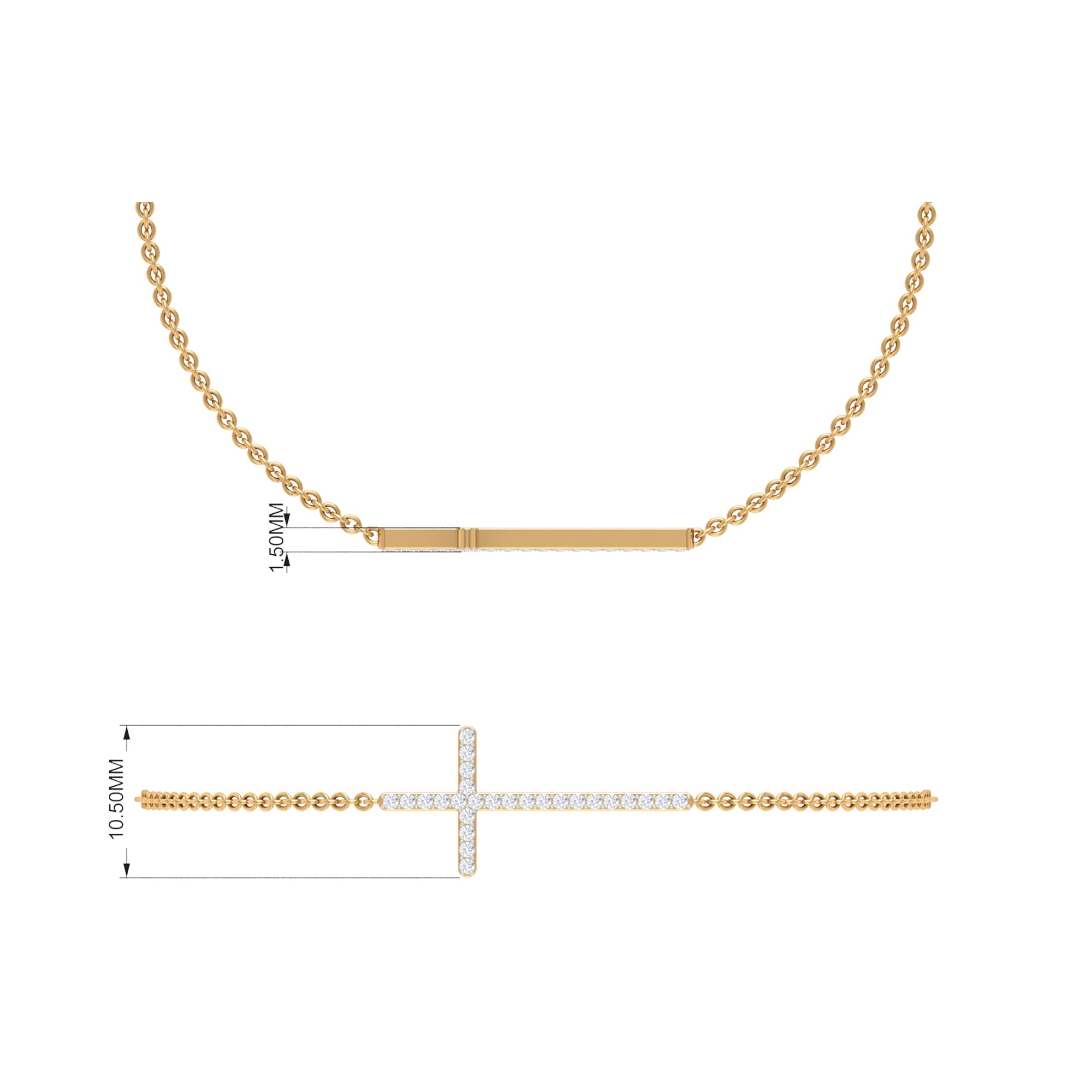 Rosec Jewels-Surface Prong Set Diamond Cross Chain Bracelet