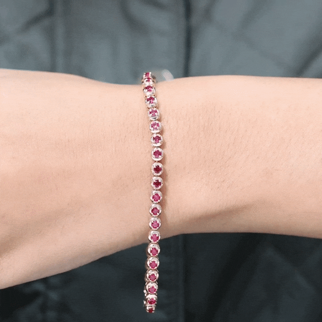 5.51 Carat Lab Grown Ruby Tennis Bracelet for Women AAAA - Rosec Jewels
