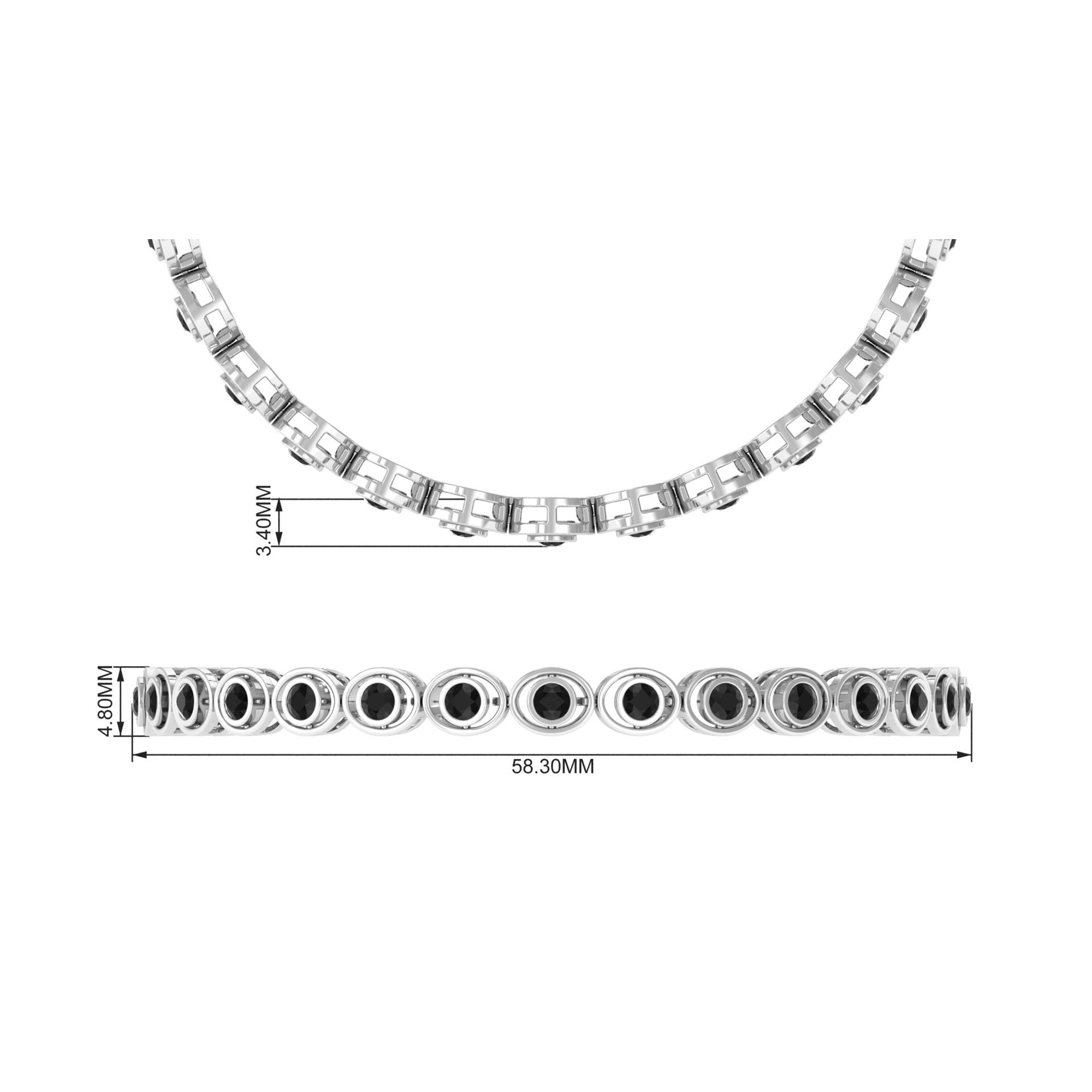 2.61 Carat Black Onyx Tennis Bracelet with Certificate AAA - Rosec Jewels