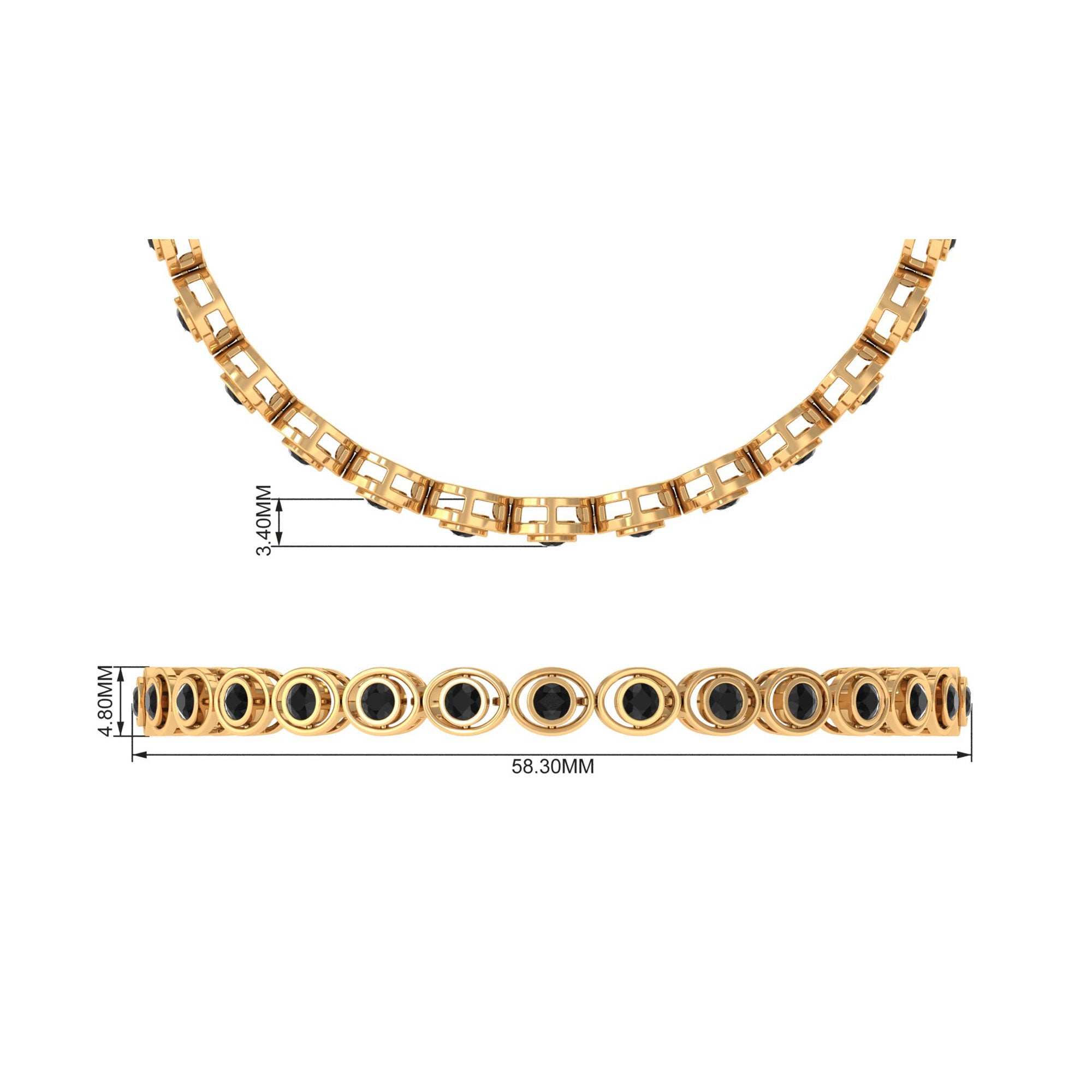 2.61 Carat Black Onyx Tennis Bracelet with Certificate AAA - Rosec Jewels