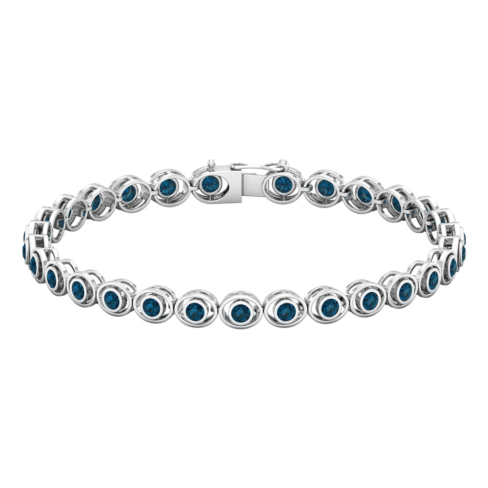 Bezel Set London Blue Topaz Tennis Bracelet for Women AAA - Rosec Jewels