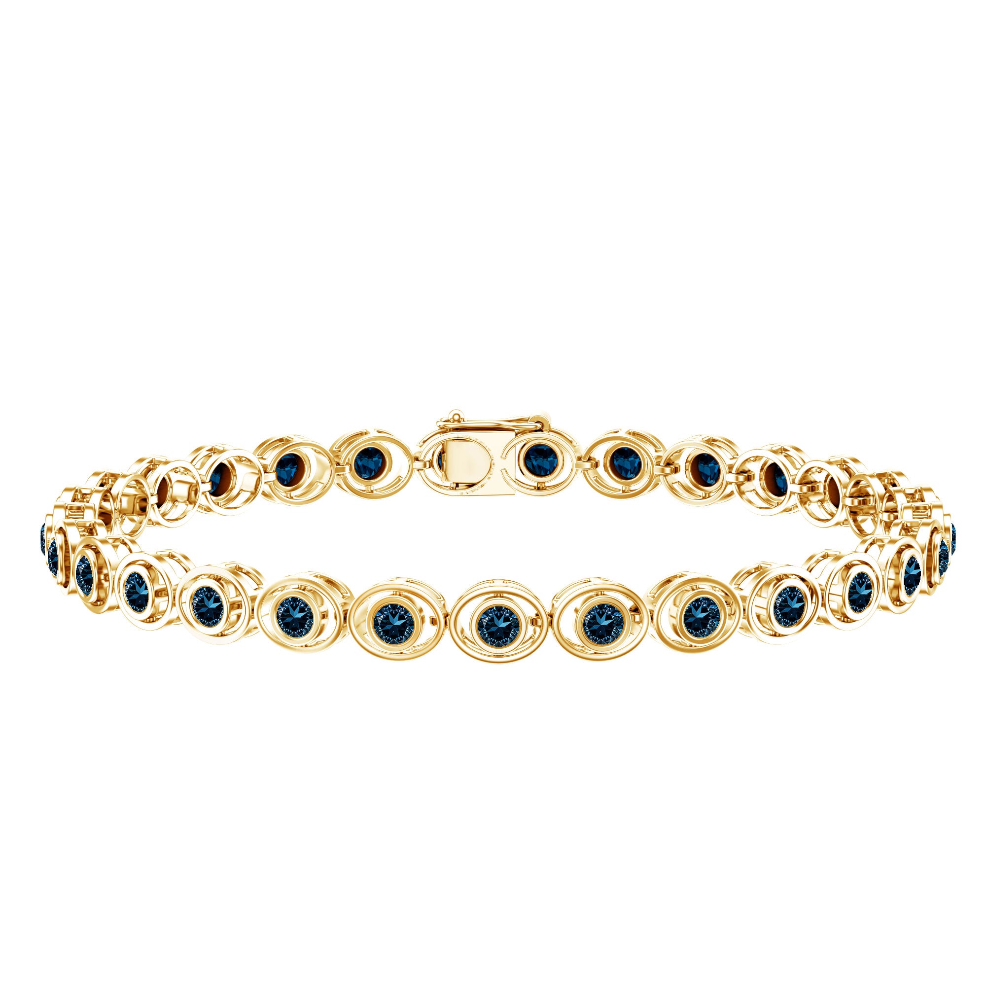 Bezel Set London Blue Topaz Tennis Bracelet for Women – Rosec Jewels