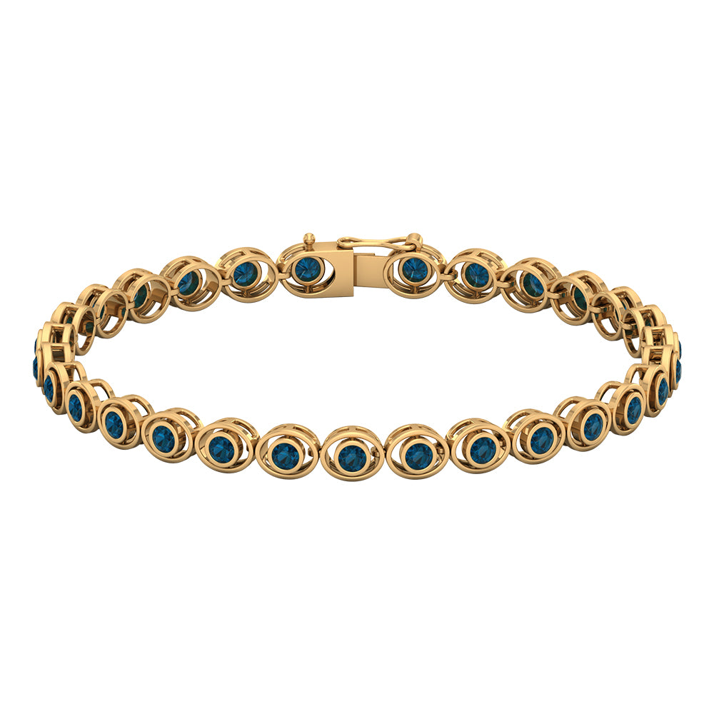 Bezel Set London Blue Topaz Tennis Bracelet for Women AAA - Rosec Jewels