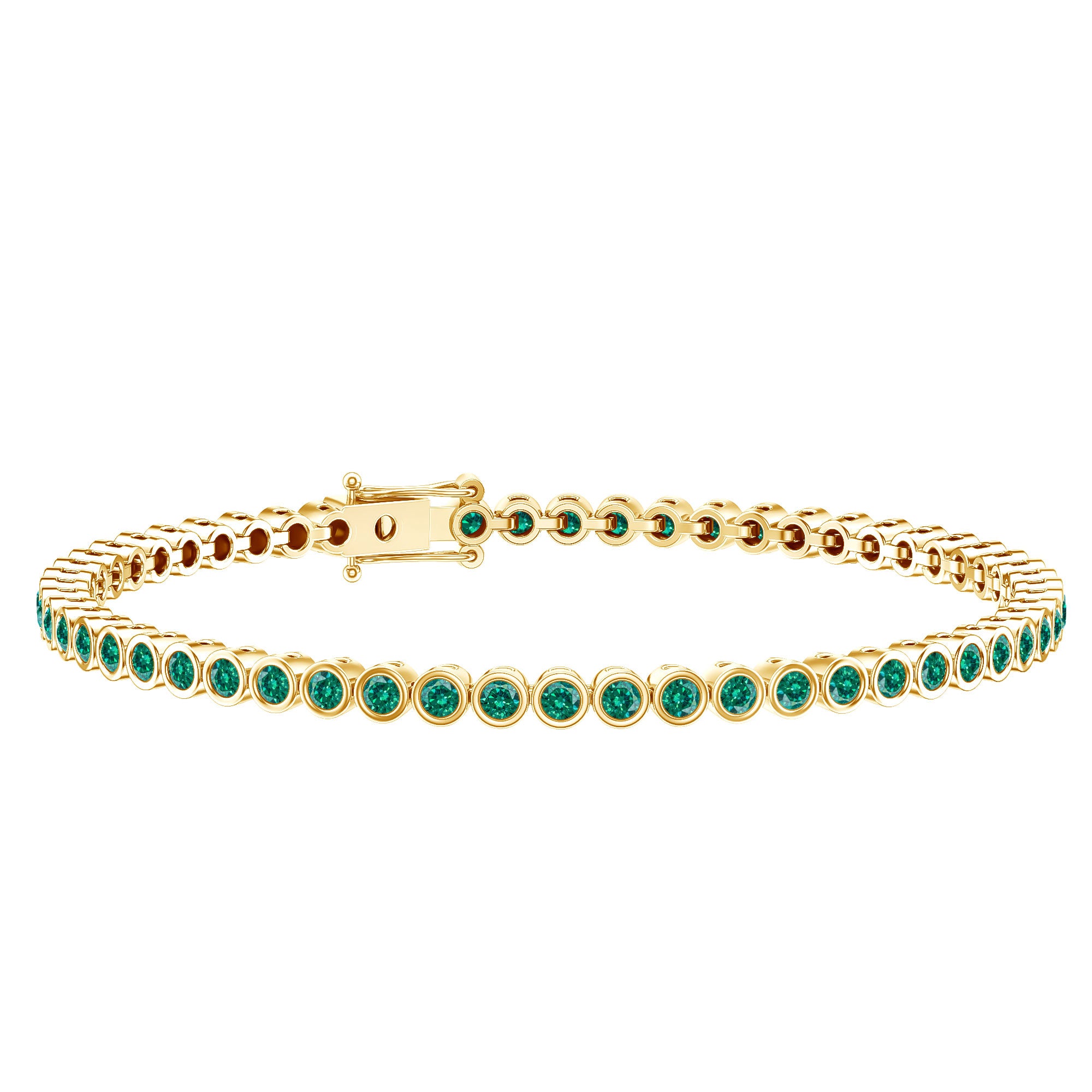 Bezel Set Lab Created Emerald Tennis Bracelet for Women AAAA - Rosec Jewels