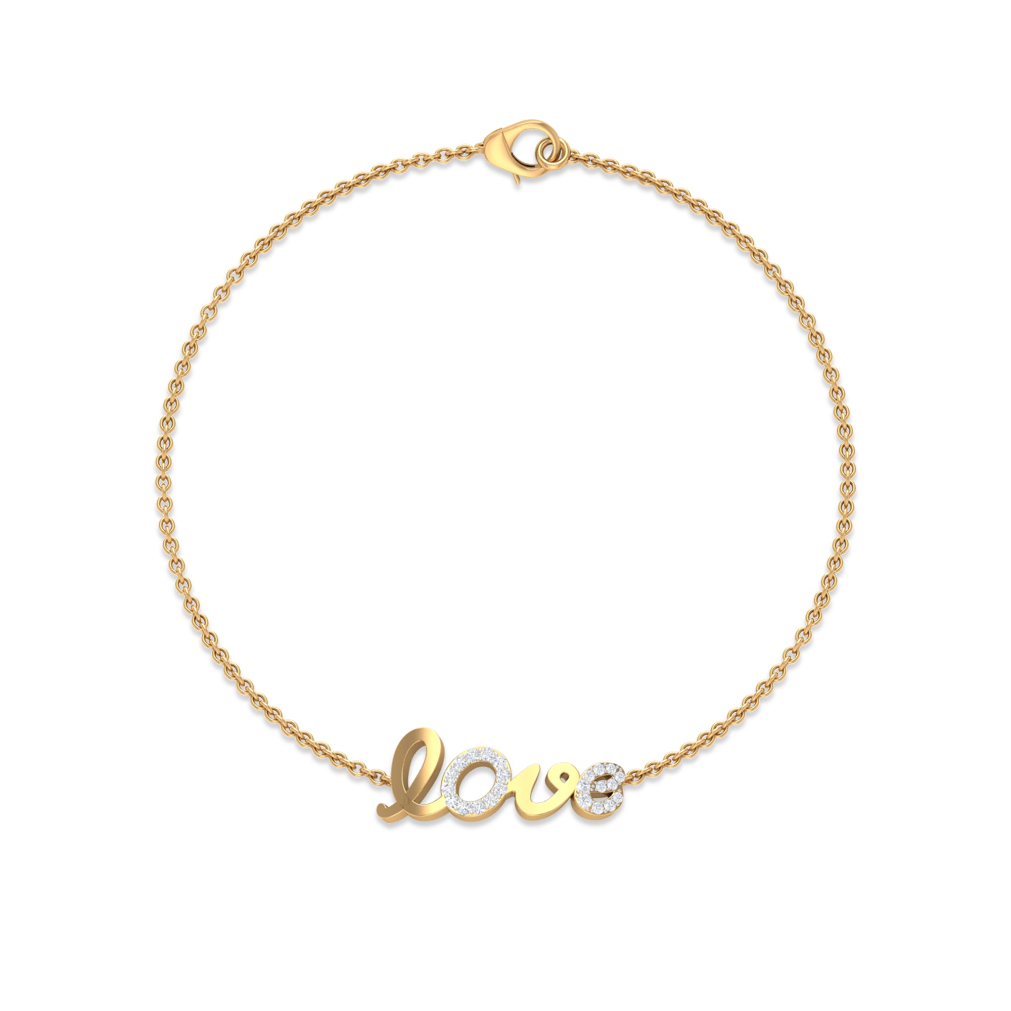 Rosec Jewels-Surface Prong Set Diamond Love Chain Bracelet