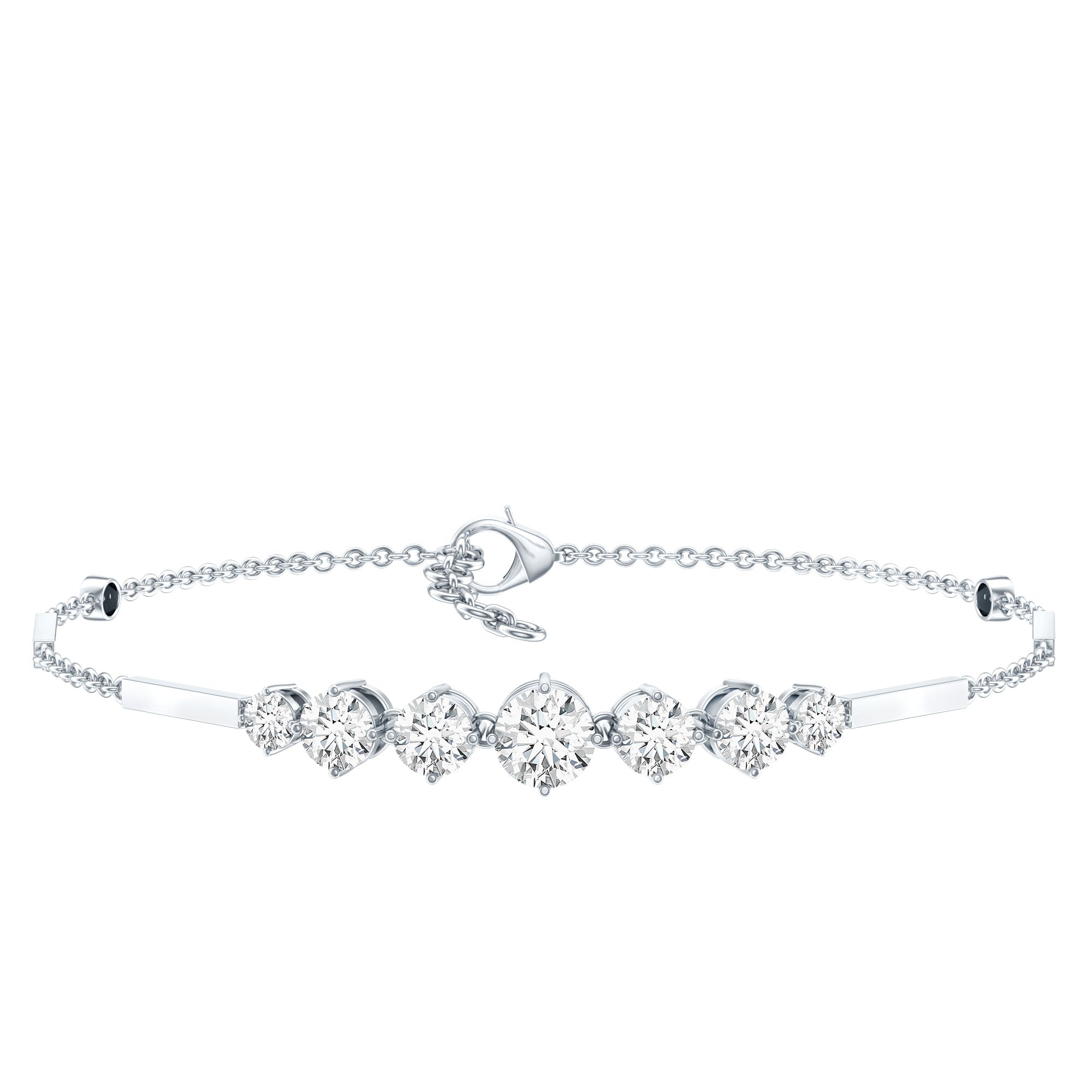 Graduated Style Round Moissanite Link Chain Bracelet for Women