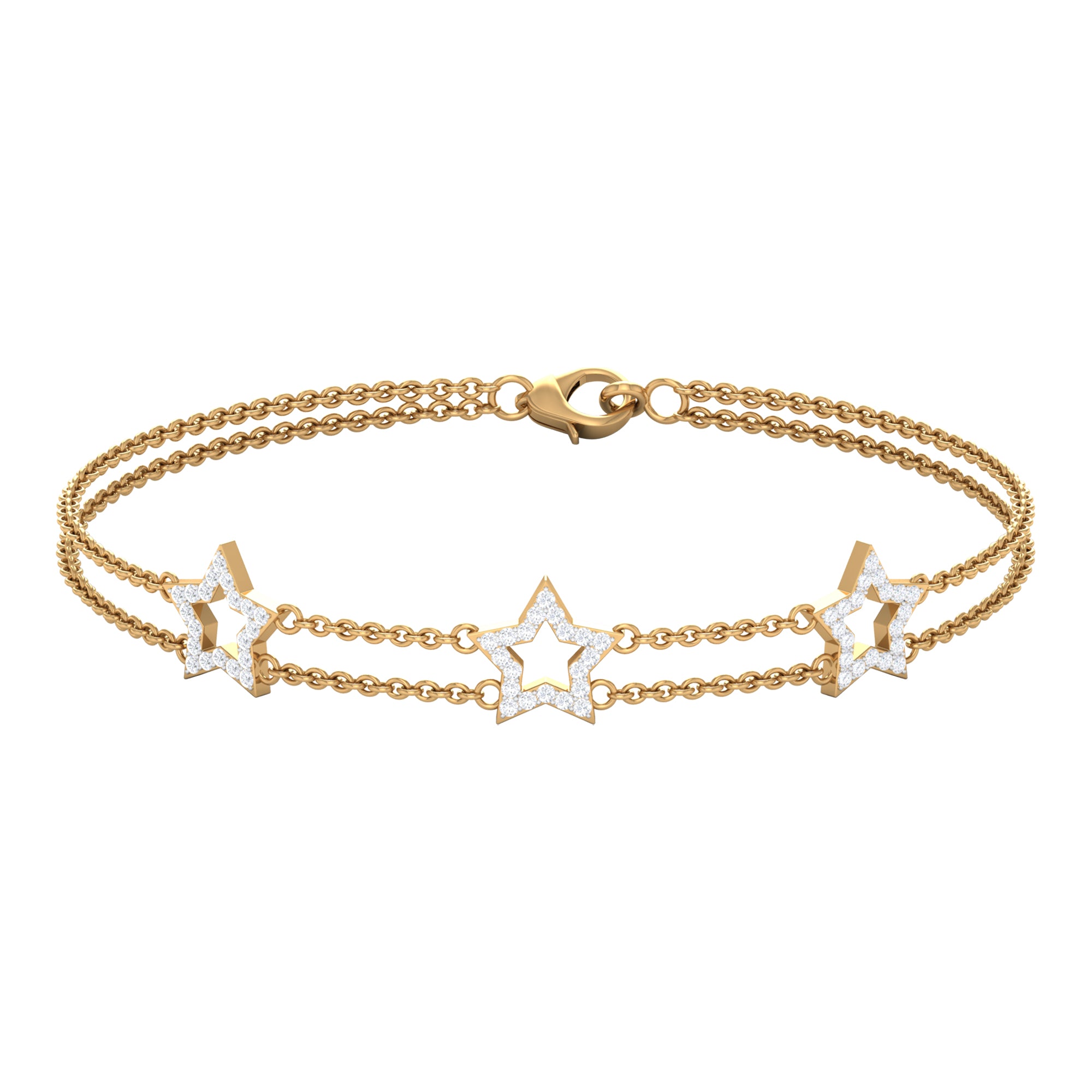 Rosec Jewels-Certified Diamond Star Double Chain Bracelet
