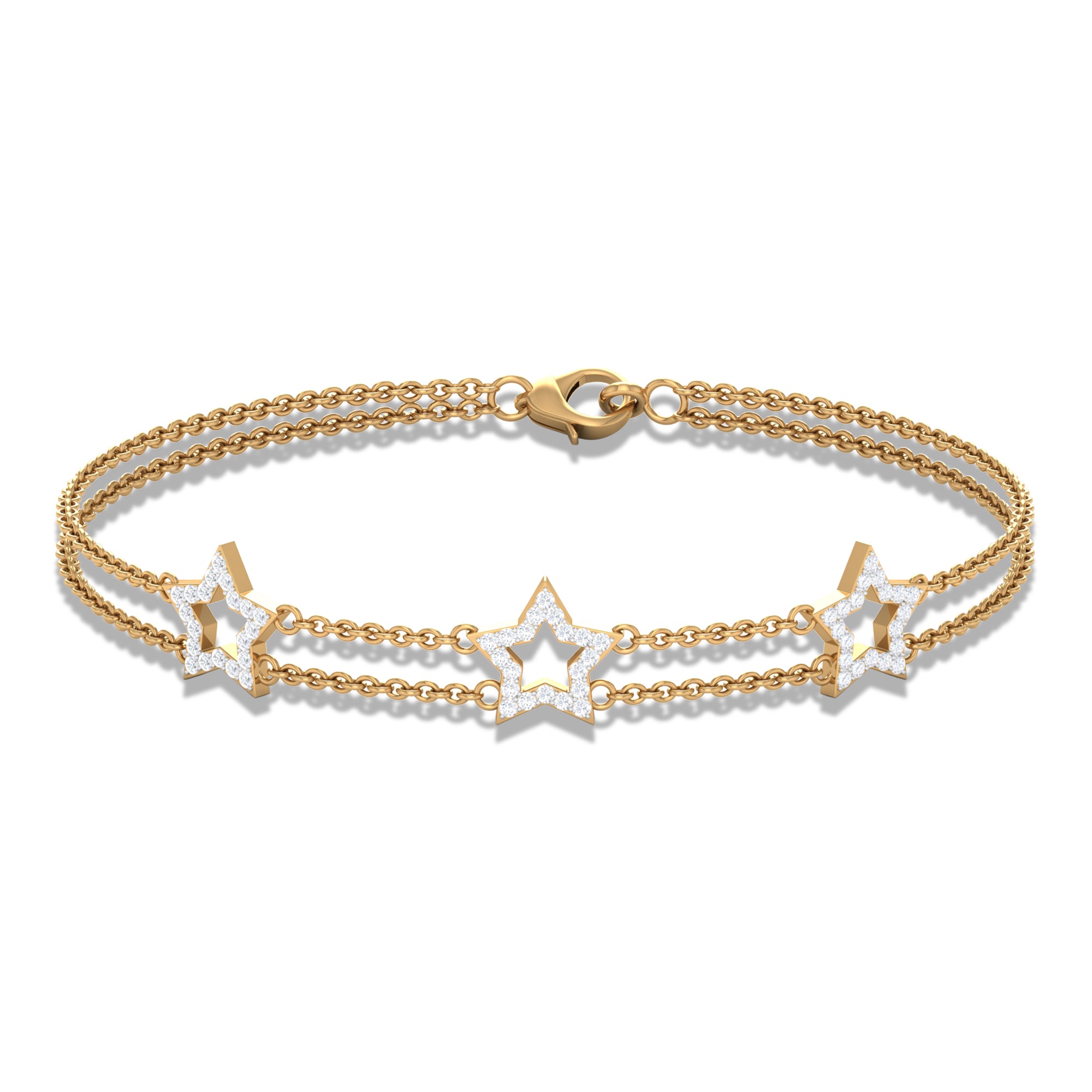 Rosec Jewels-Certified Diamond Star Double Chain Bracelet