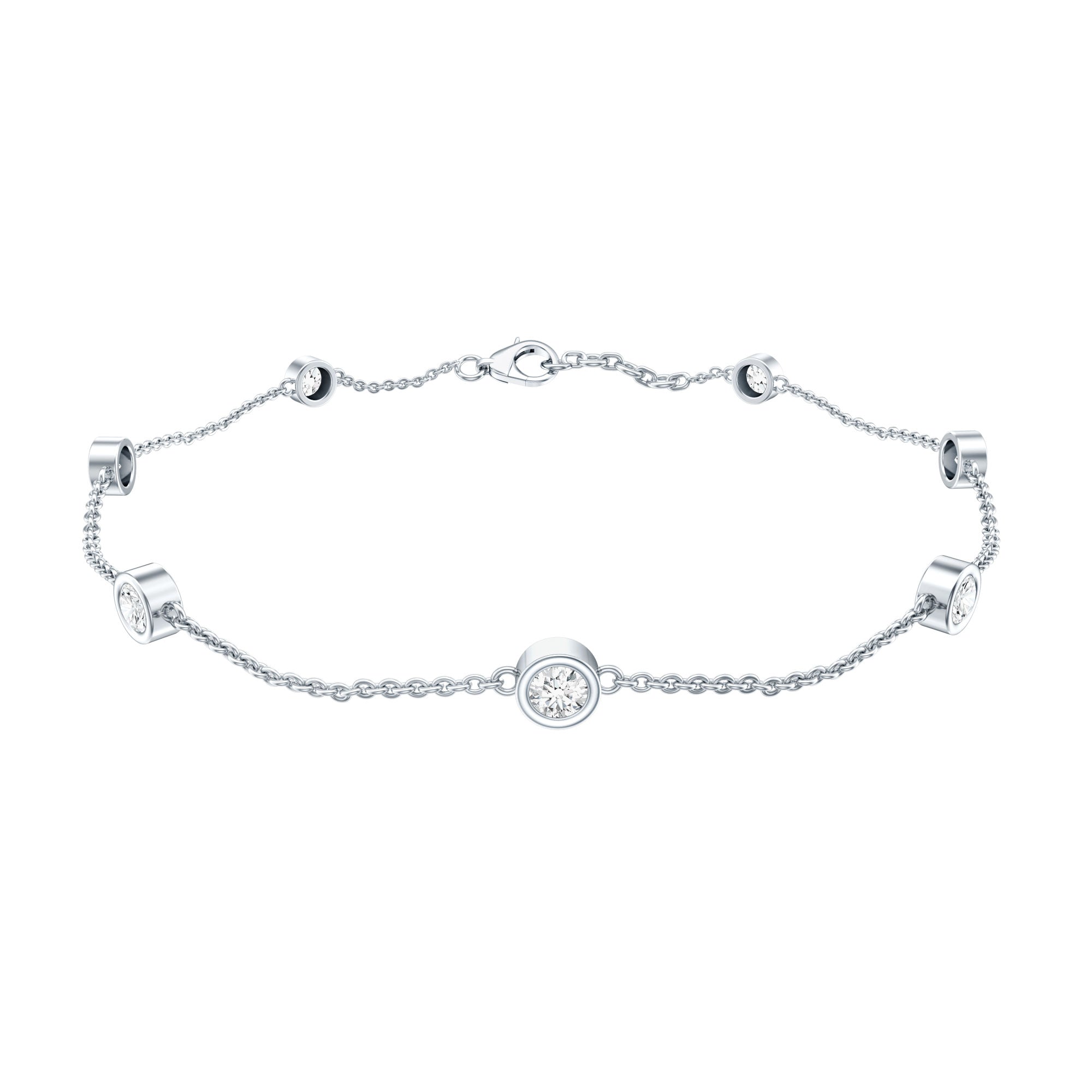 Cubic Zirconia Station Bracelet in Sterling Silver AAAAA 92.5 Sterling Silver 7.0 Inches - Rosec Jewels