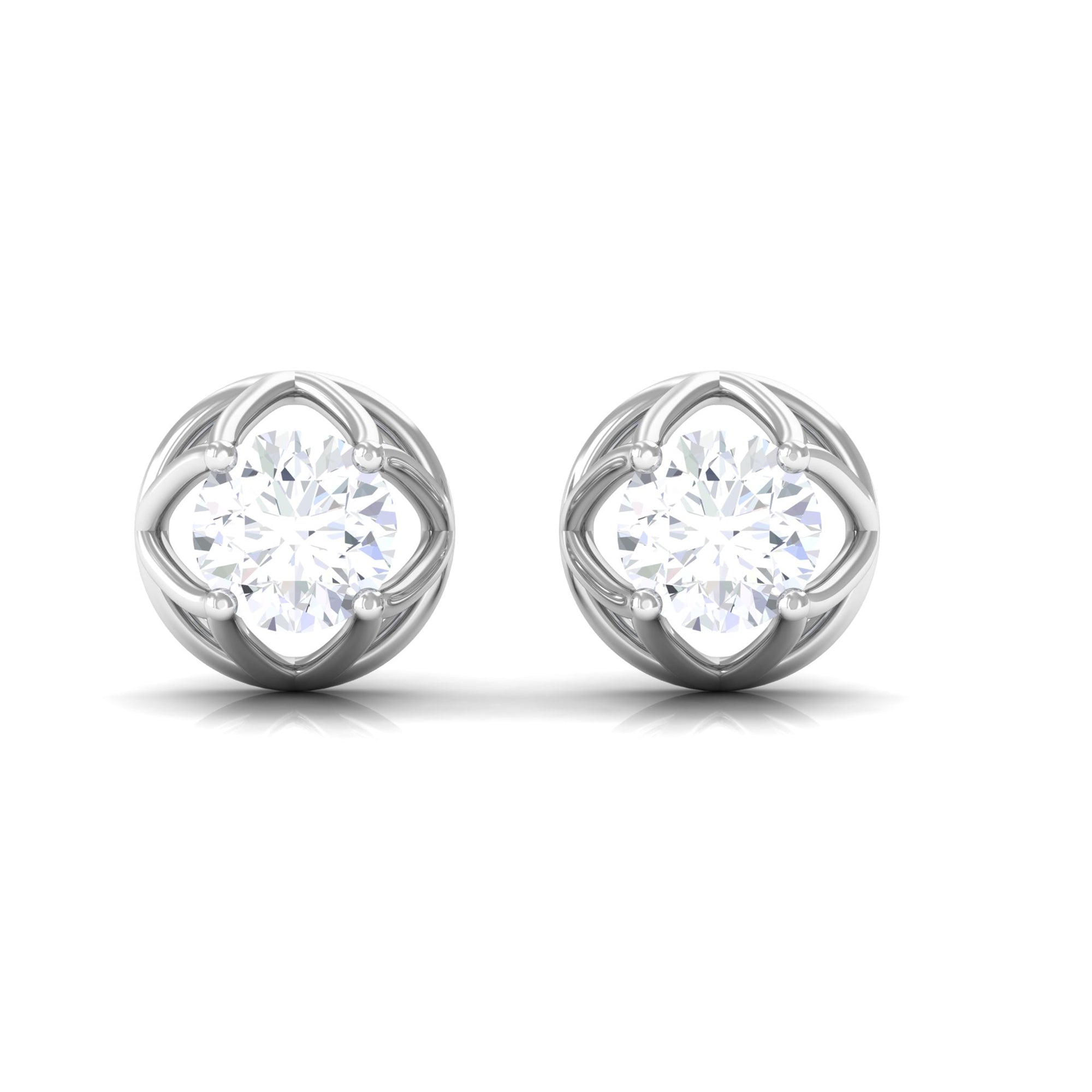 Rosec Jewels-Round Diamond Solitaire Stud Earrings with Screw Back