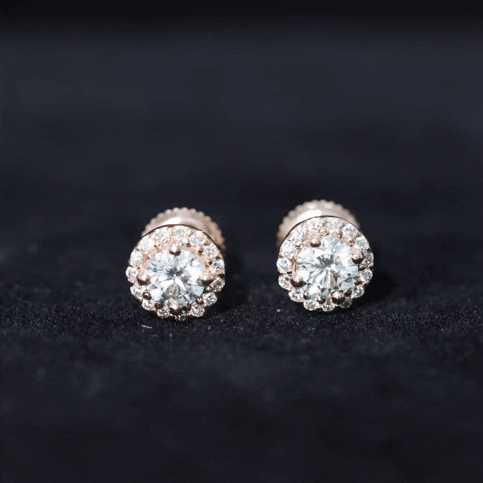 1 CT Zircon Classic Halo Stud Earrings AAAA - Rosec Jewels