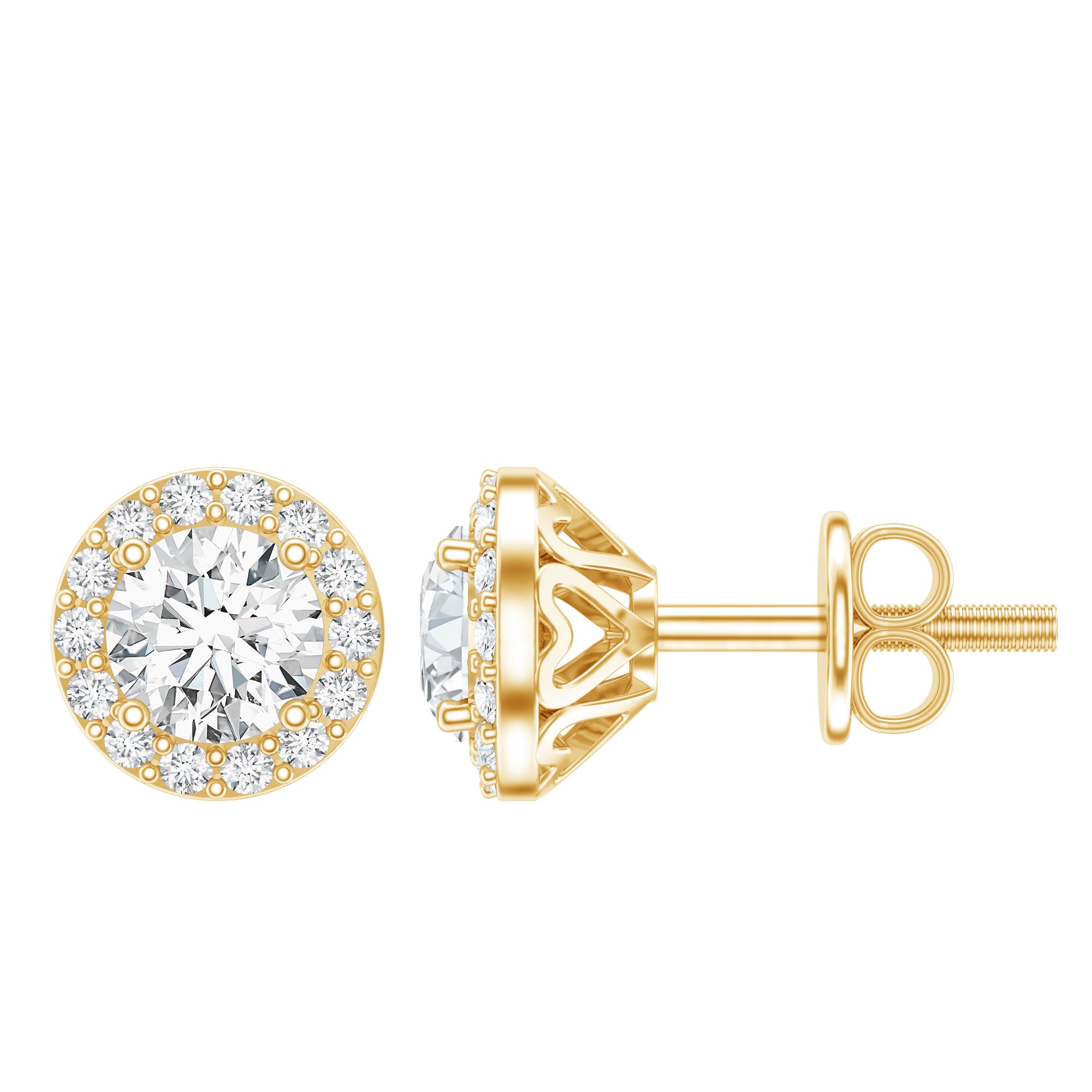 1 CT Zircon Classic Halo Stud Earrings AAAA - Rosec Jewels
