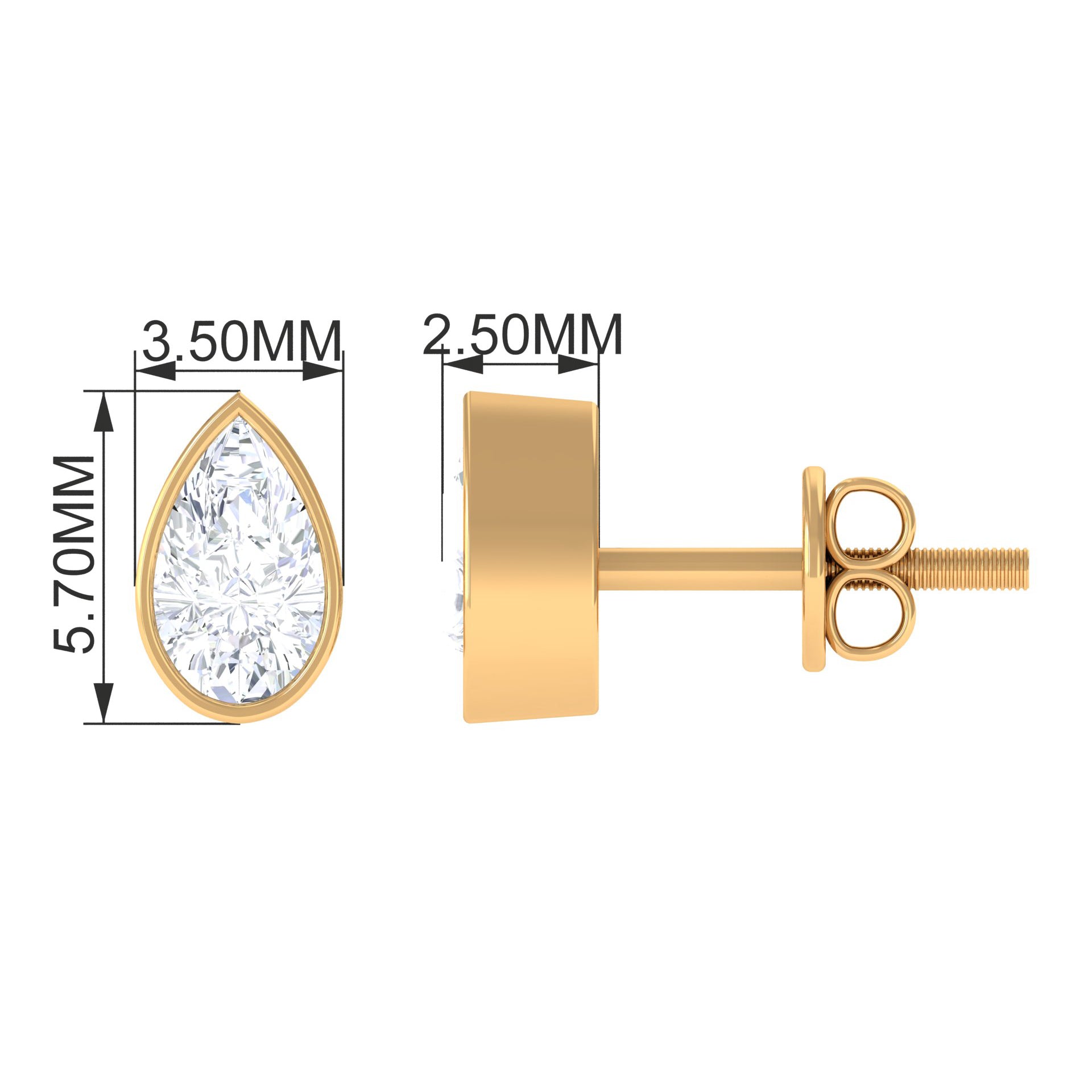 Rosec Jewels-1/2 CT Pear Cut Bezel Set Diamond Solitaire Dainty Stud Earrings