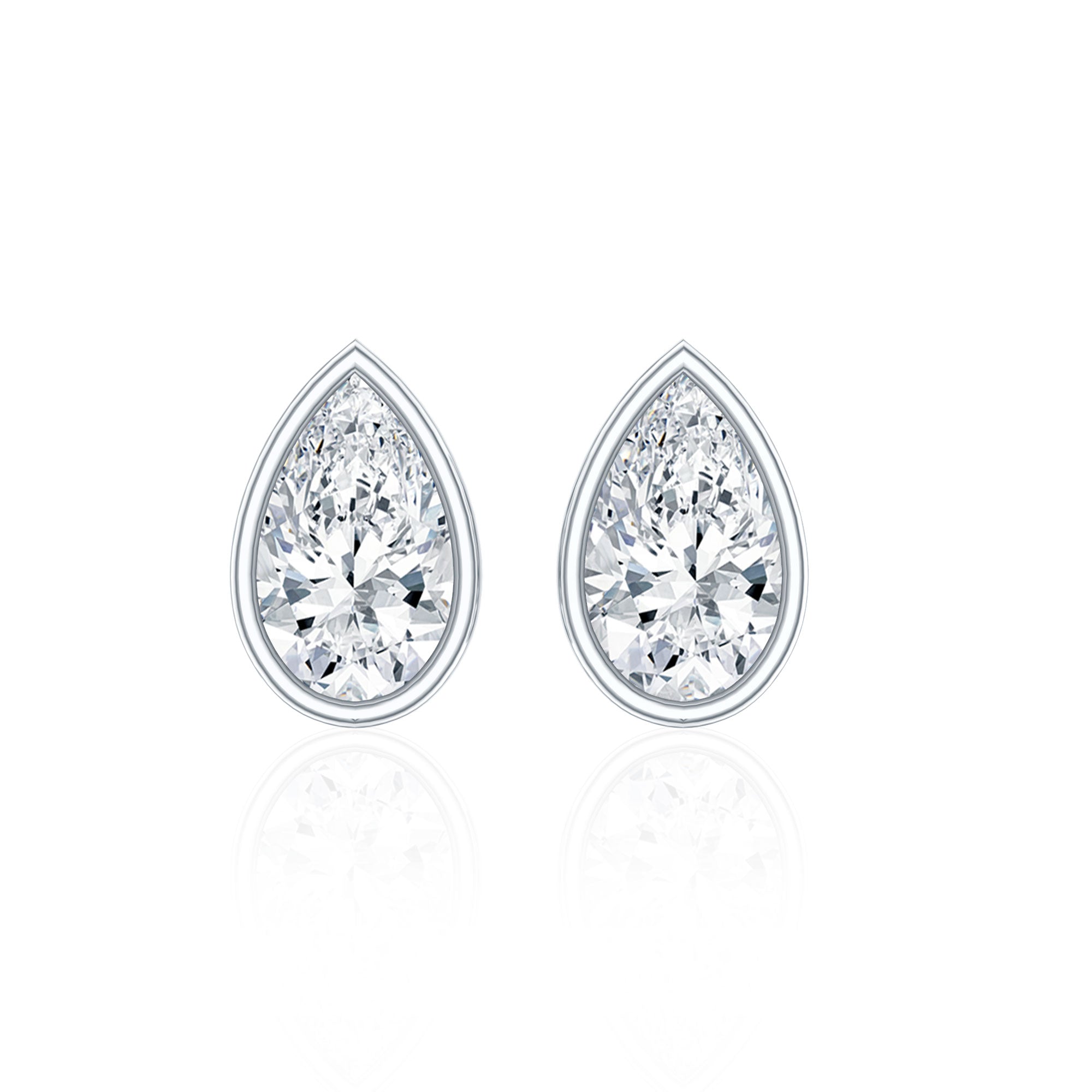 Bezel Set Diamond Tiny Stud Earrings Natural - ( HI-SI ) - Rosec Jewels