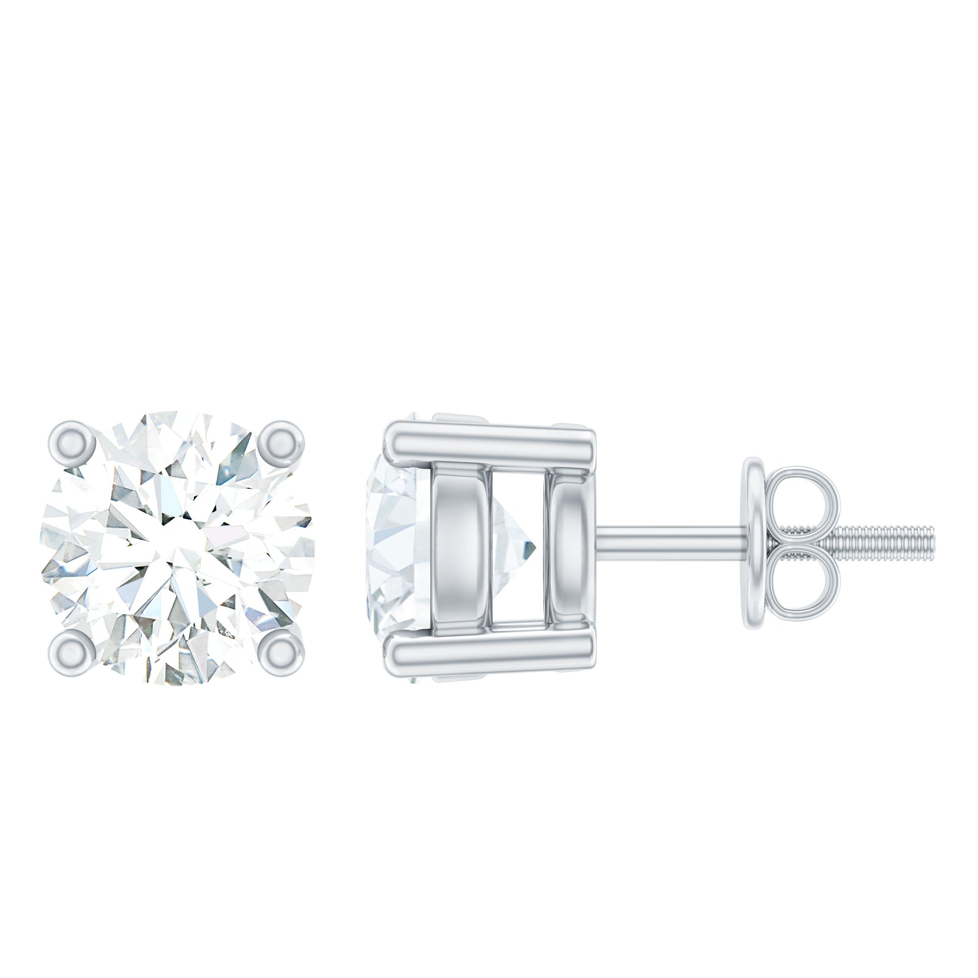 Brilliant Cut Diamond Stud Earrings in Prong Setting Natural - ( HI-SI ) - Rosec Jewels