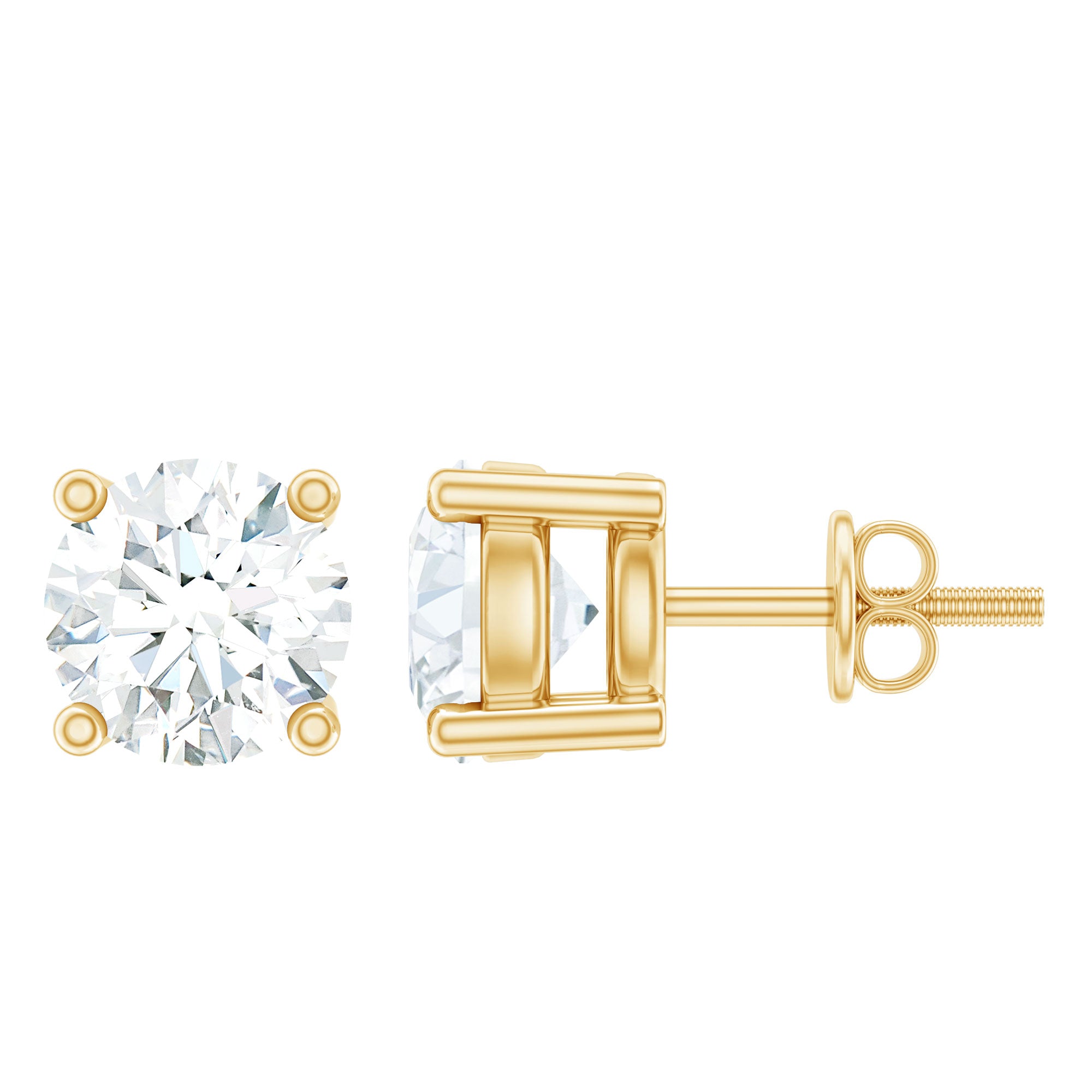 Brilliant Cut Diamond Stud Earrings in Prong Setting Natural - ( HI-SI ) - Rosec Jewels