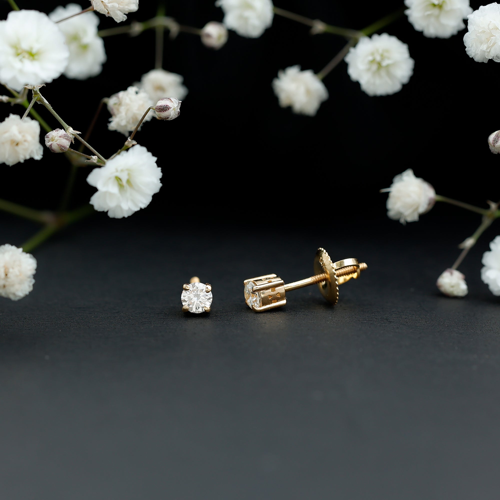 Brilliant Cut Diamond Stud Earrings in Prong Setting Natural - ( HI-SI ) - Rosec Jewels
