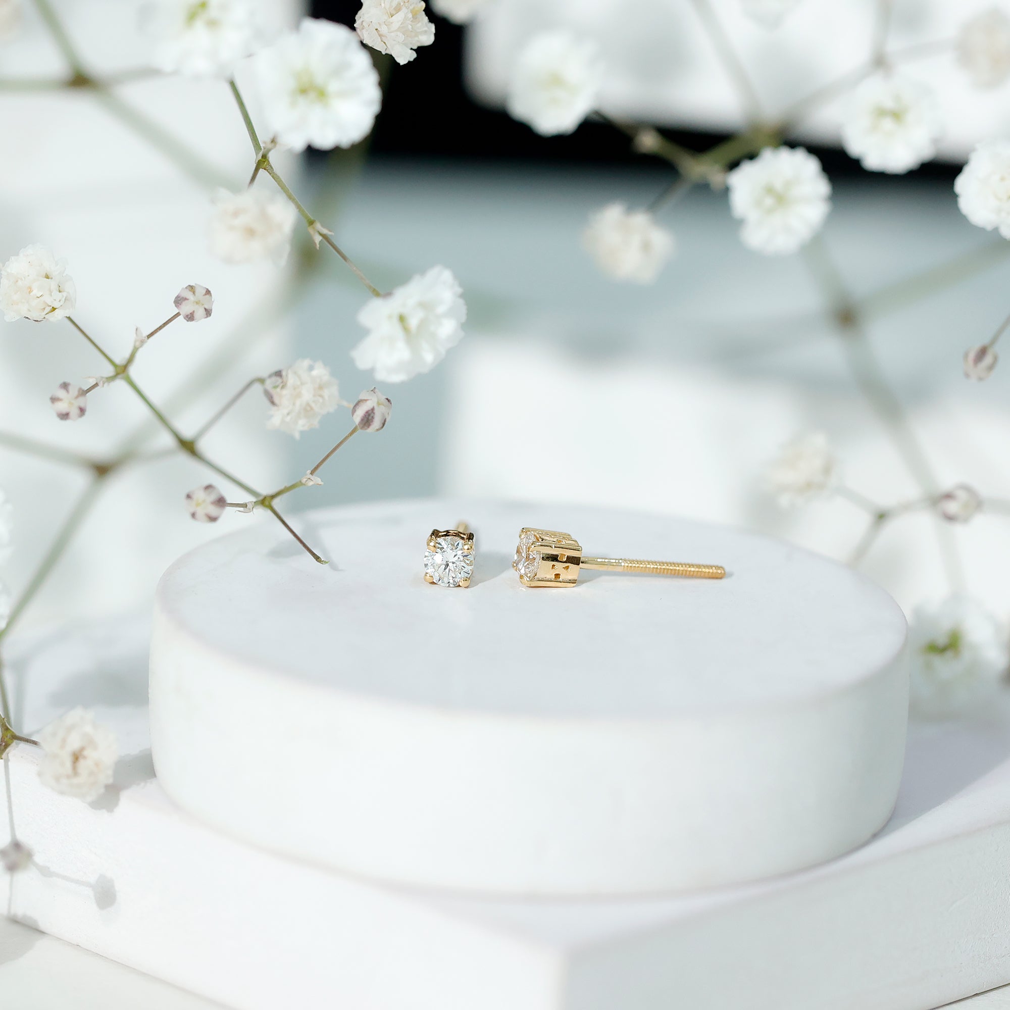 Brilliant Cut Diamond Stud Earrings in Prong Setting Natural - ( HI-SI ) - Rosec Jewels